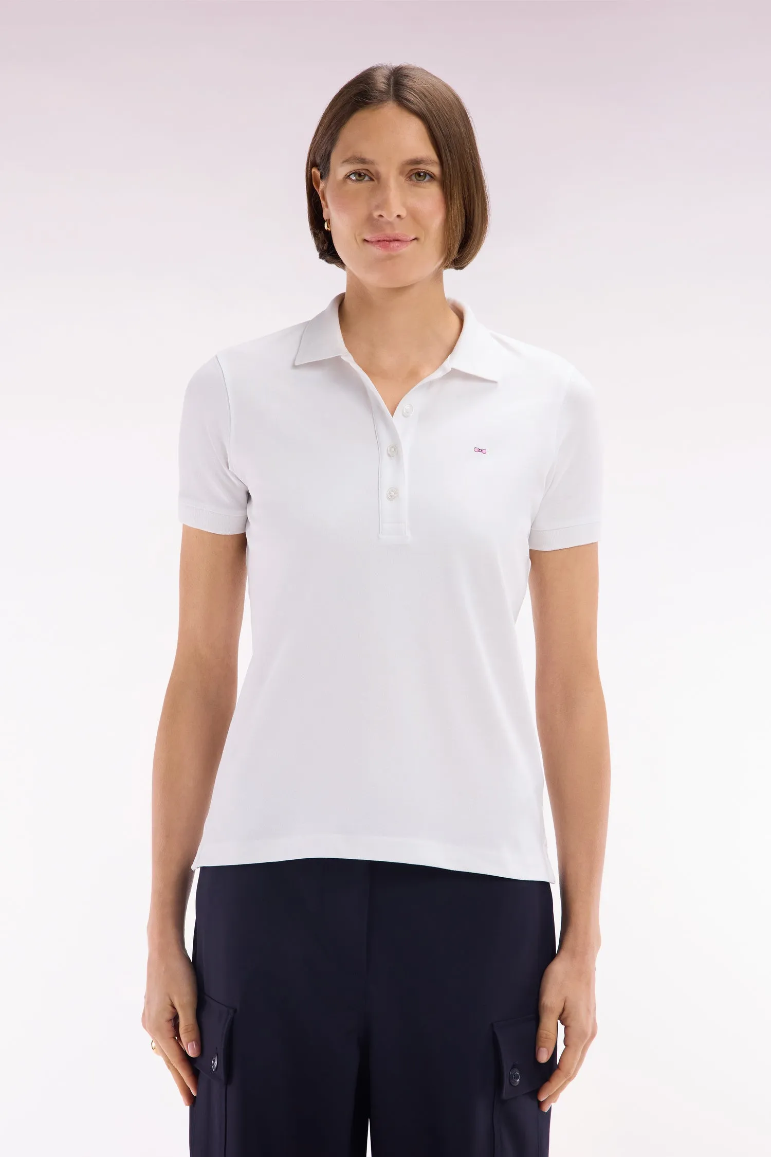 Polo à manches courtes en piqué de coton stretch blanc coupe ajustée sold by Eden Park product image thumbnail 3