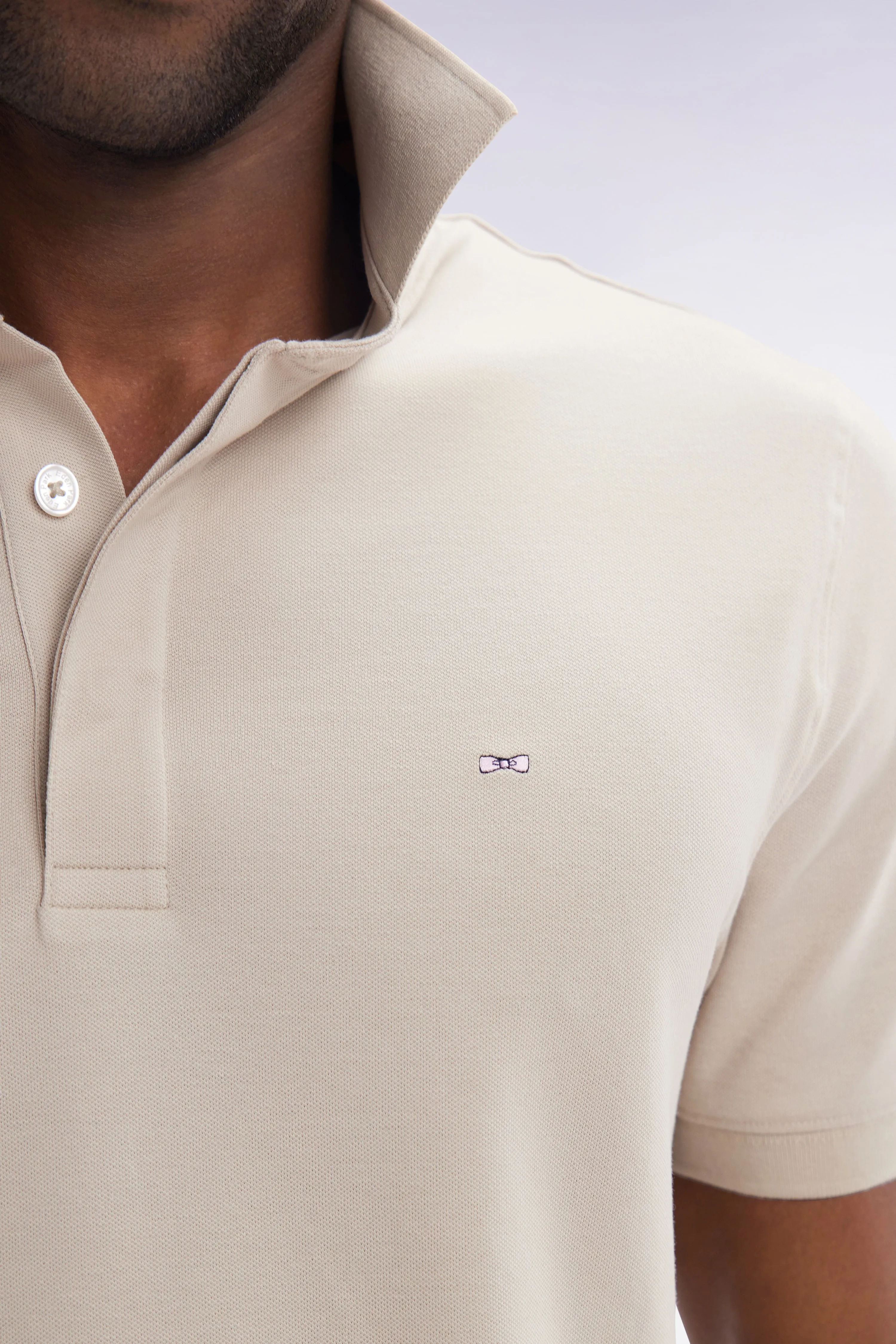 Polo à manches courtes en coton stretch beige coupe ajustée sold by Eden Park product image thumbnail 5