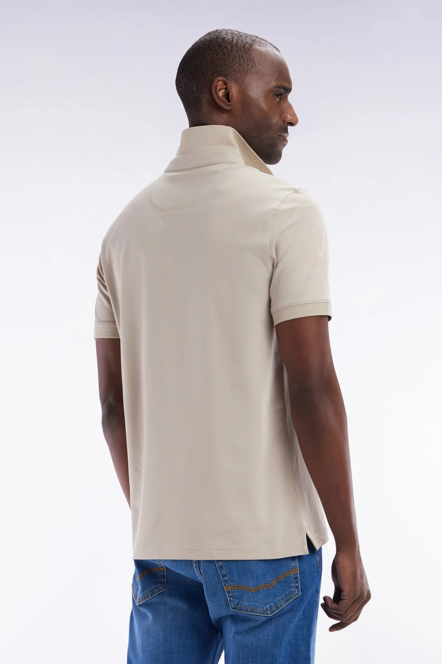 Polo à manches courtes en coton stretch beige coupe ajustée sold by Eden Park product image thumbnail 4