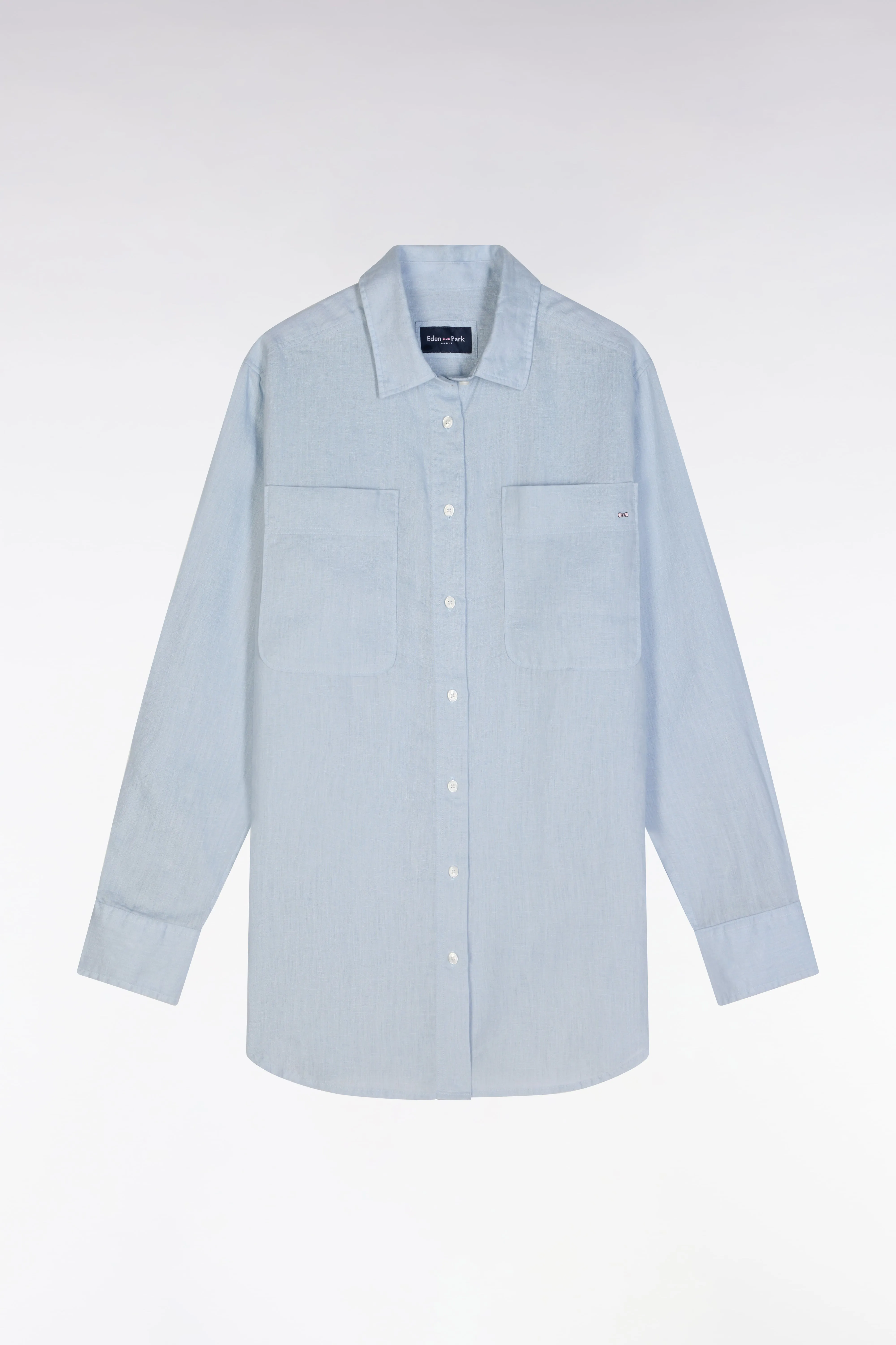 Chemise à poches plaquées en lin gris coupe oversized sold by Eden Park product image thumbnail 2