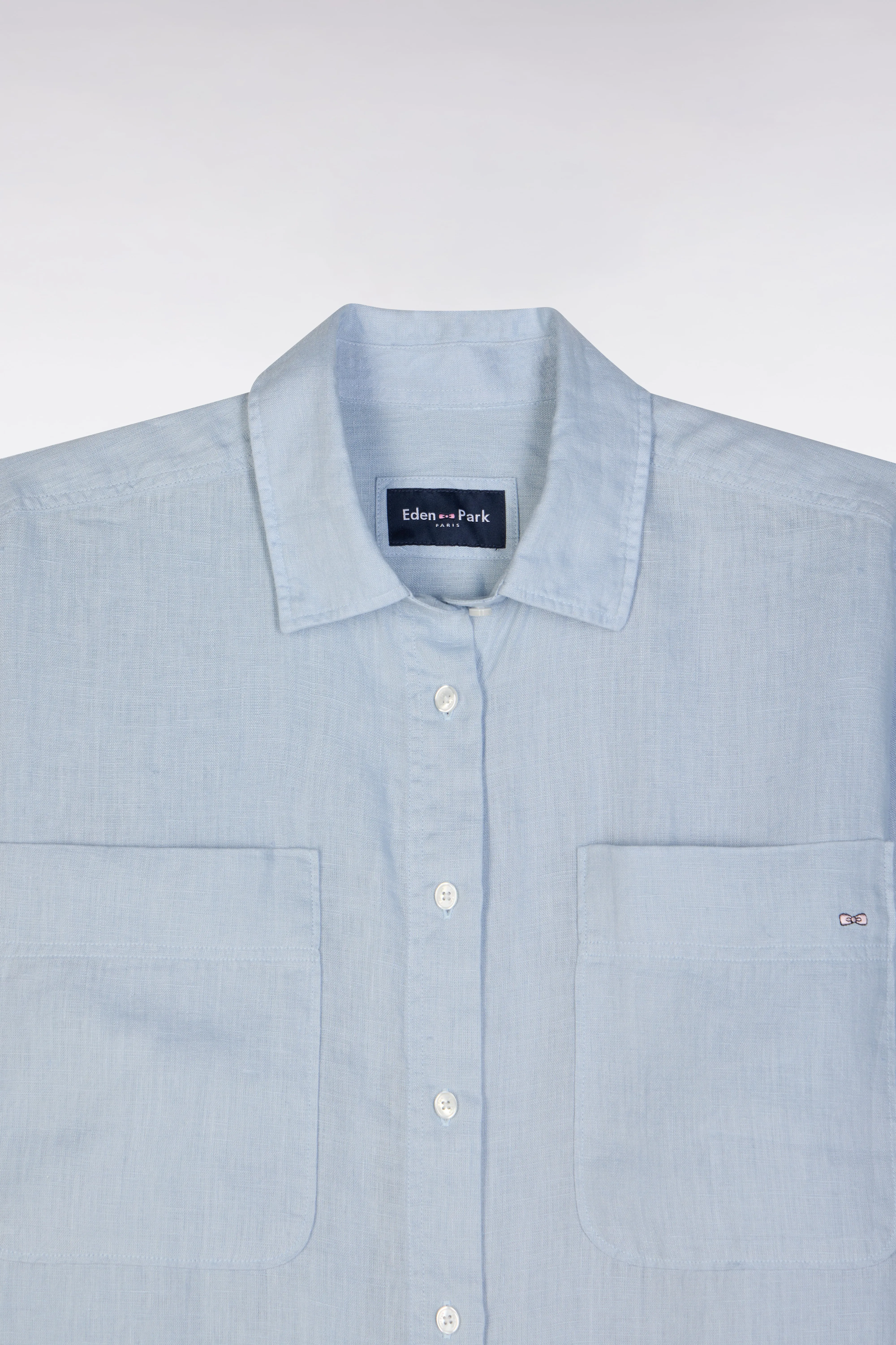 Chemise à poches plaquées en lin gris coupe oversized sold by Eden Park product image thumbnail 5