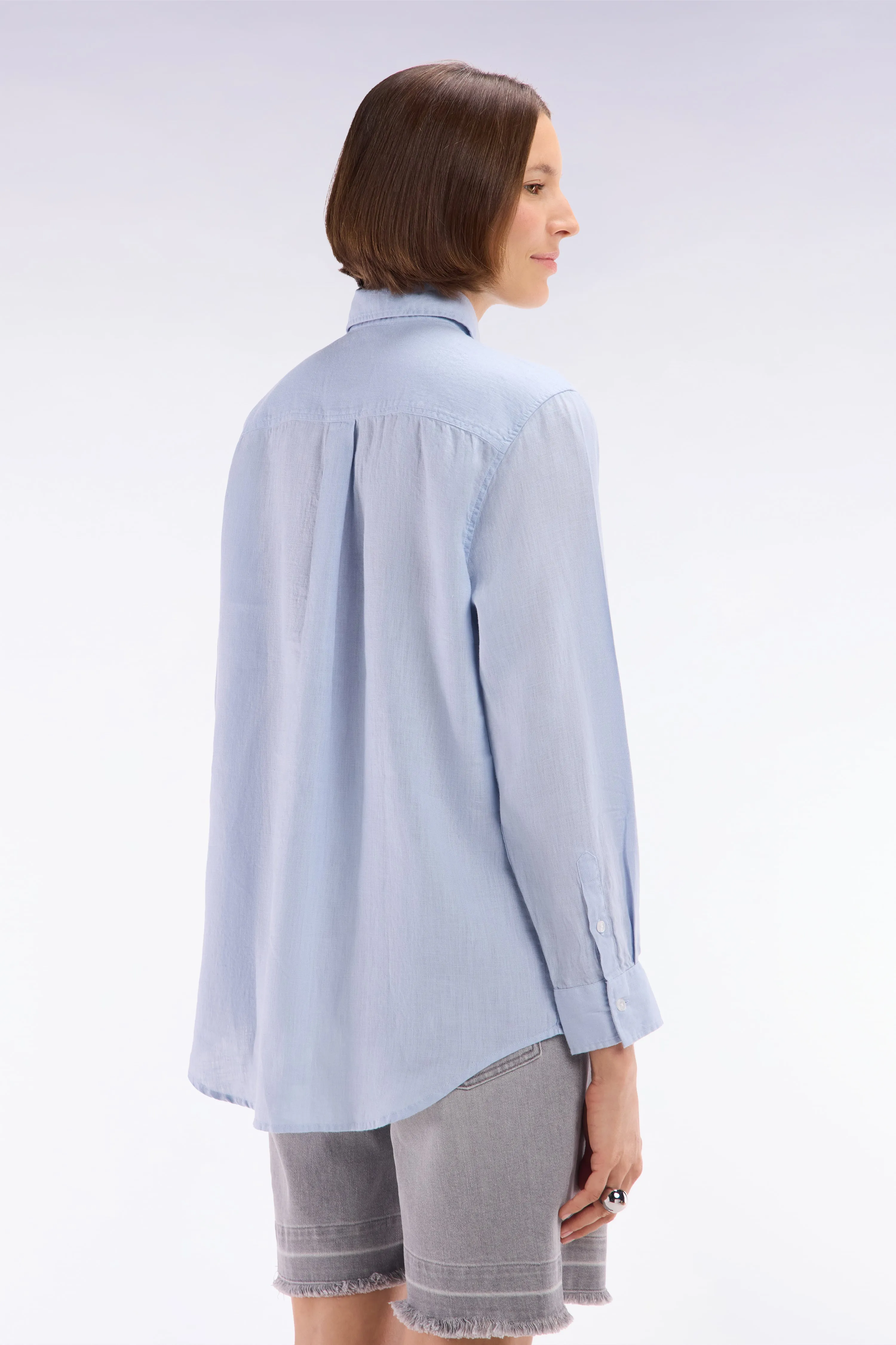 Chemise à poches plaquées en lin gris coupe oversized sold by Eden Park product image thumbnail 4