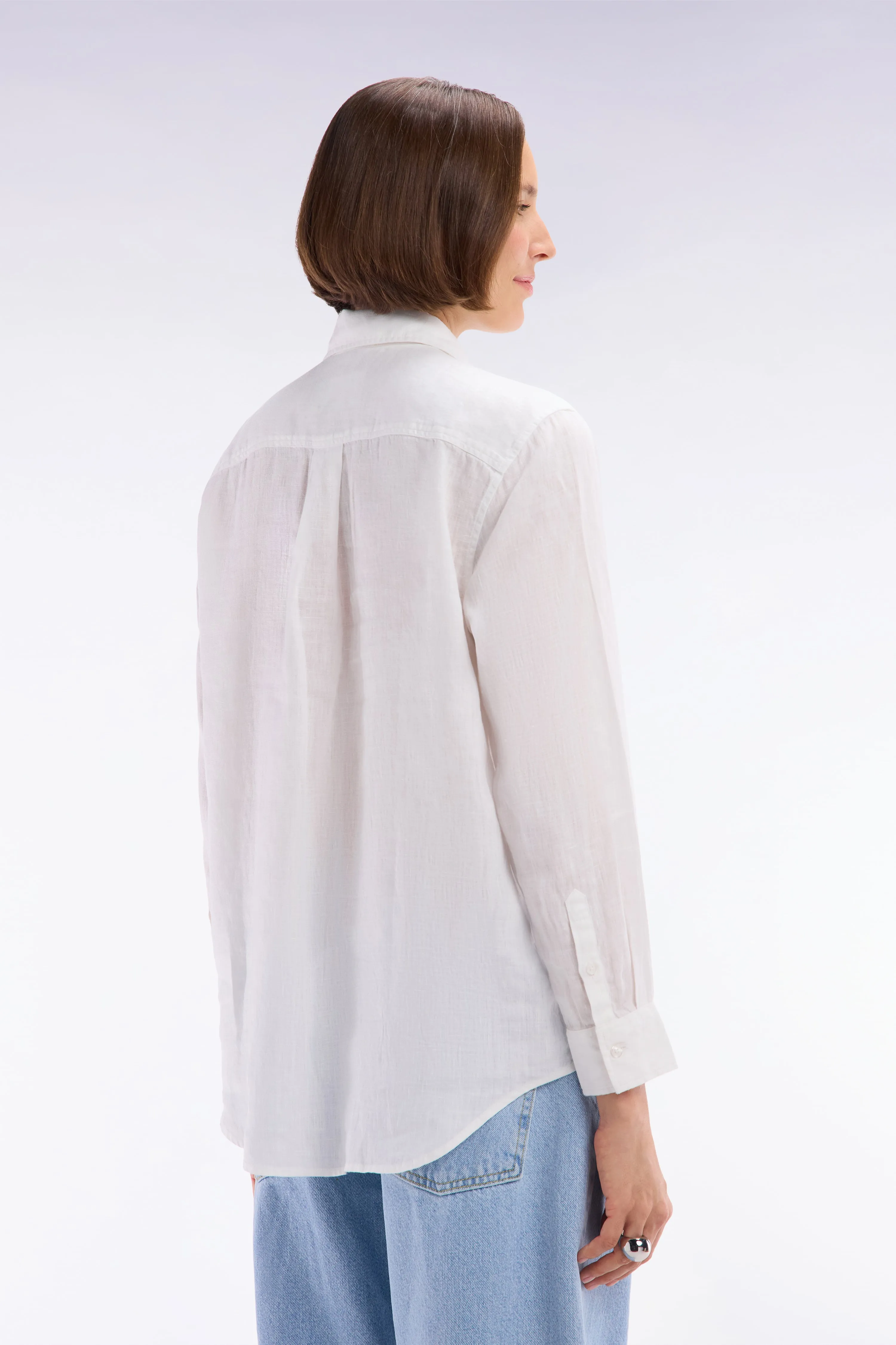 Chemise à poches plaquées en lin blanc coupe oversized sold by Eden Park product image thumbnail 4