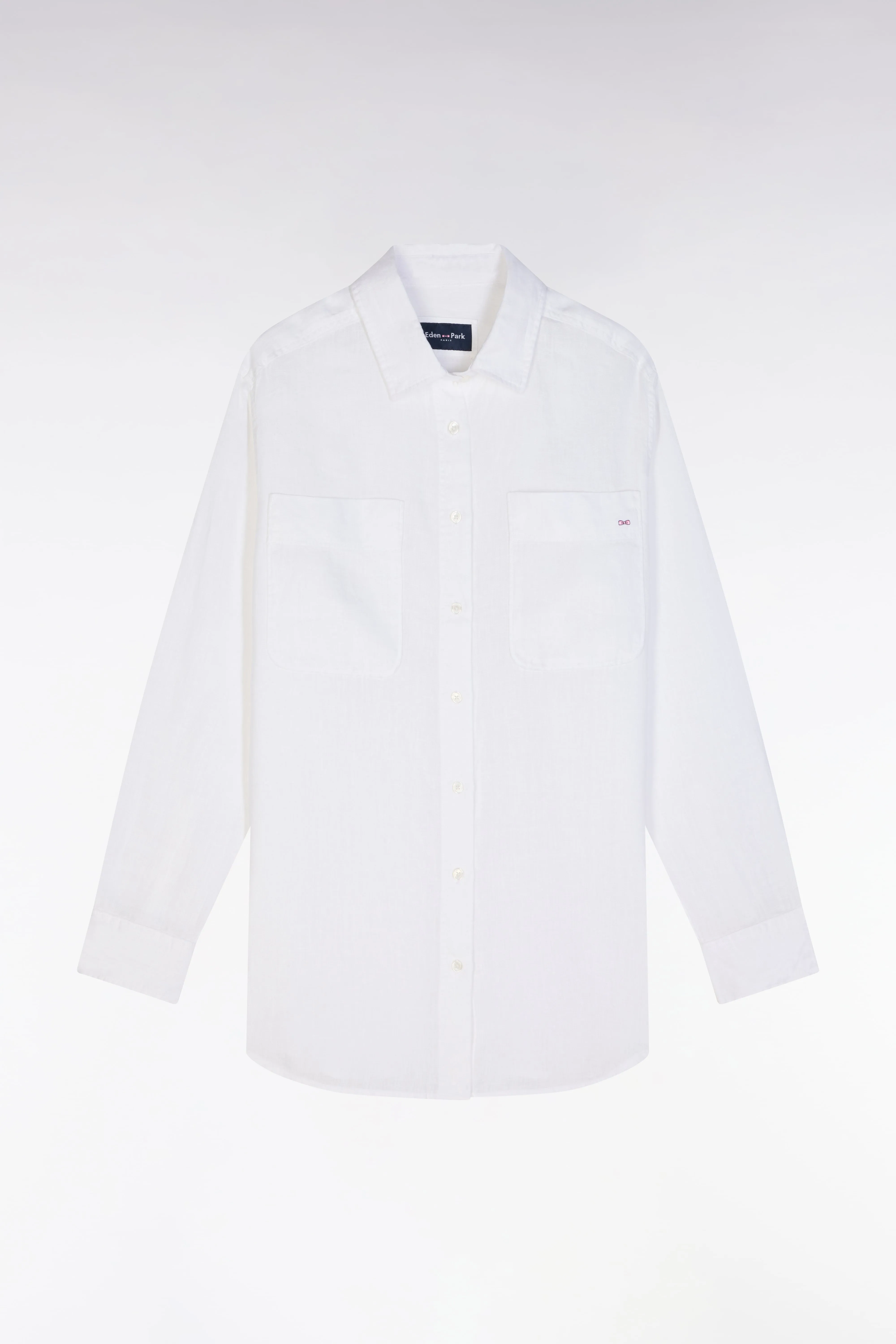 Chemise à poches plaquées en lin blanc coupe oversized sold by Eden Park product image thumbnail 2