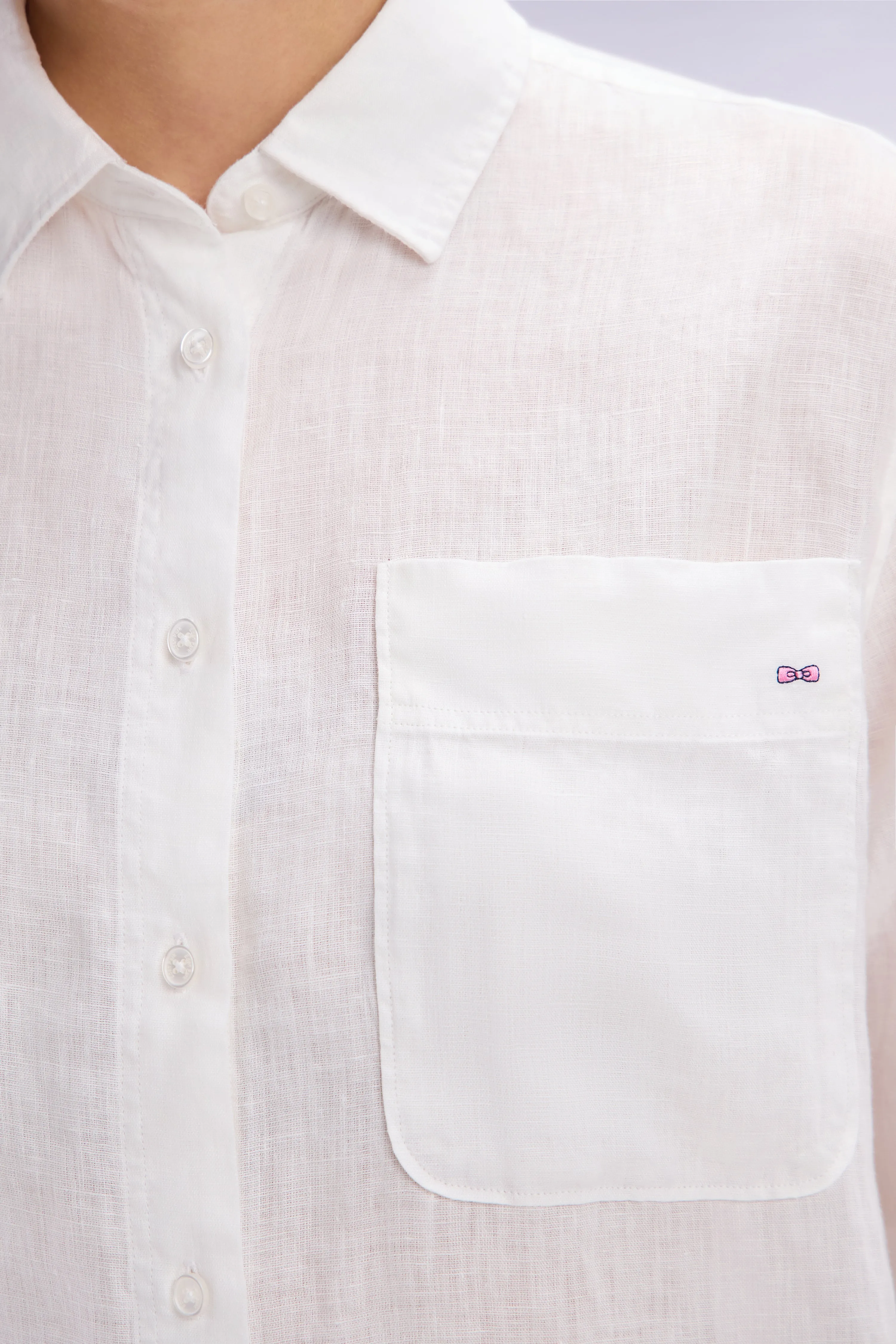 Chemise à poches plaquées en lin blanc coupe oversized sold by Eden Park product image thumbnail 5