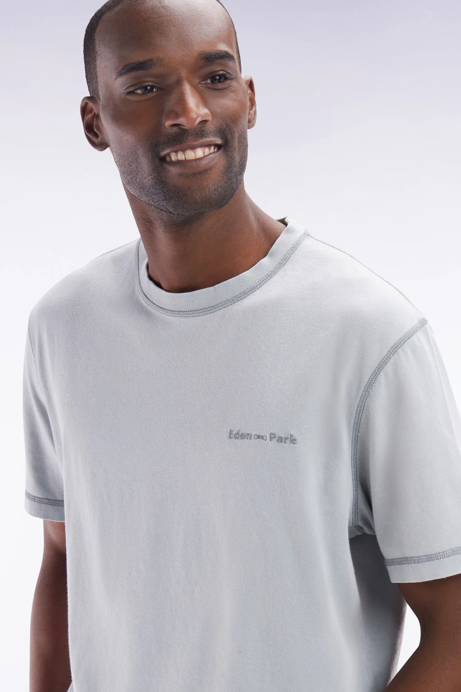 T-shirt en coton gris moyen surteint coupe décontractée sold by Eden Park product image thumbnail 3