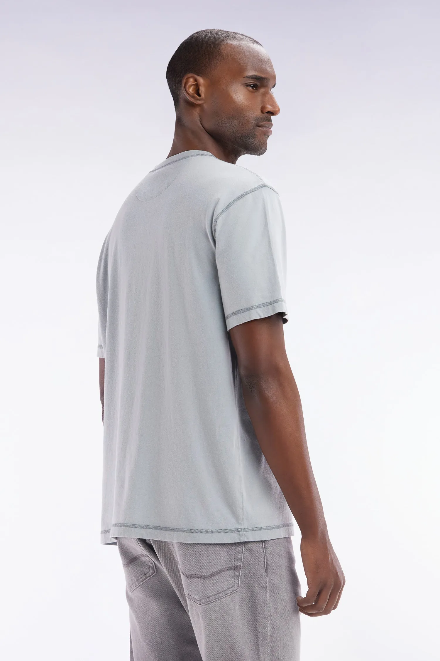 T-shirt en coton gris moyen surteint coupe décontractée sold by Eden Park product image thumbnail 4