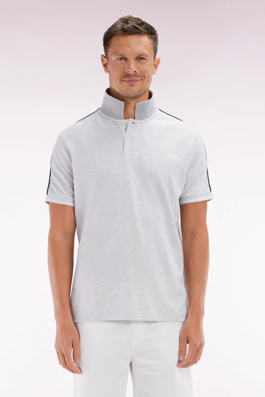 Polo à manches courtes uni en coton gris inscription Eden Park coupe décontractée made by Eden Park