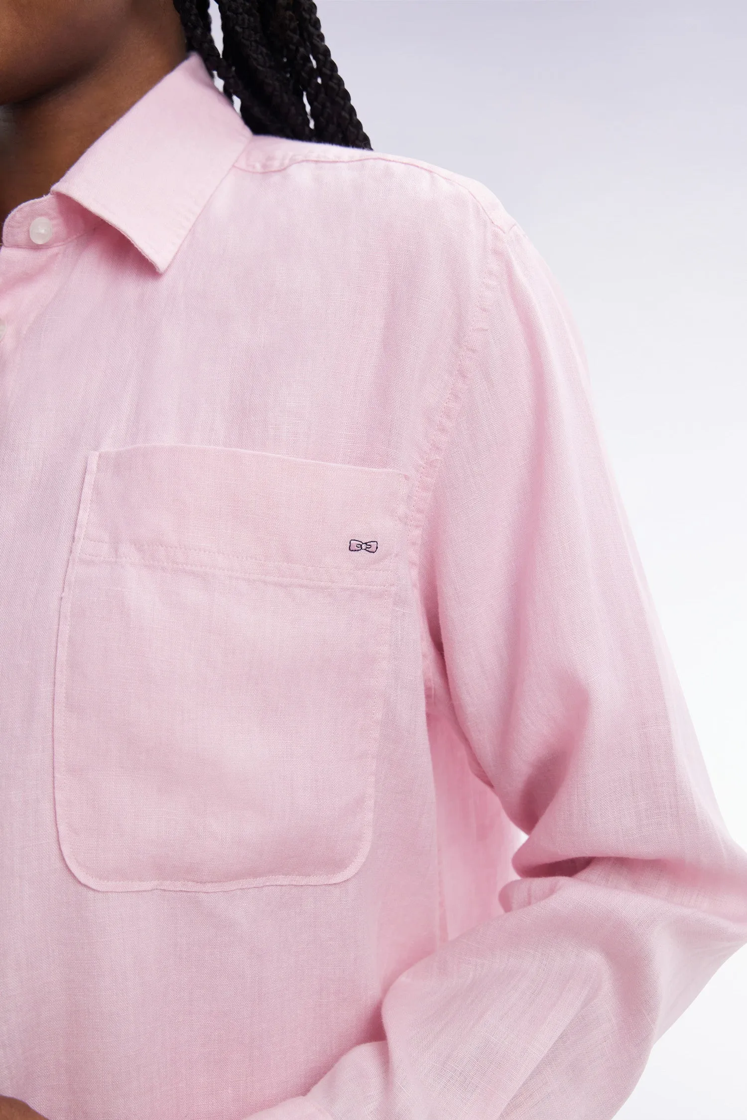 Chemise à poches plaquées en lin rose coupe oversized sold by Eden Park product image thumbnail 5