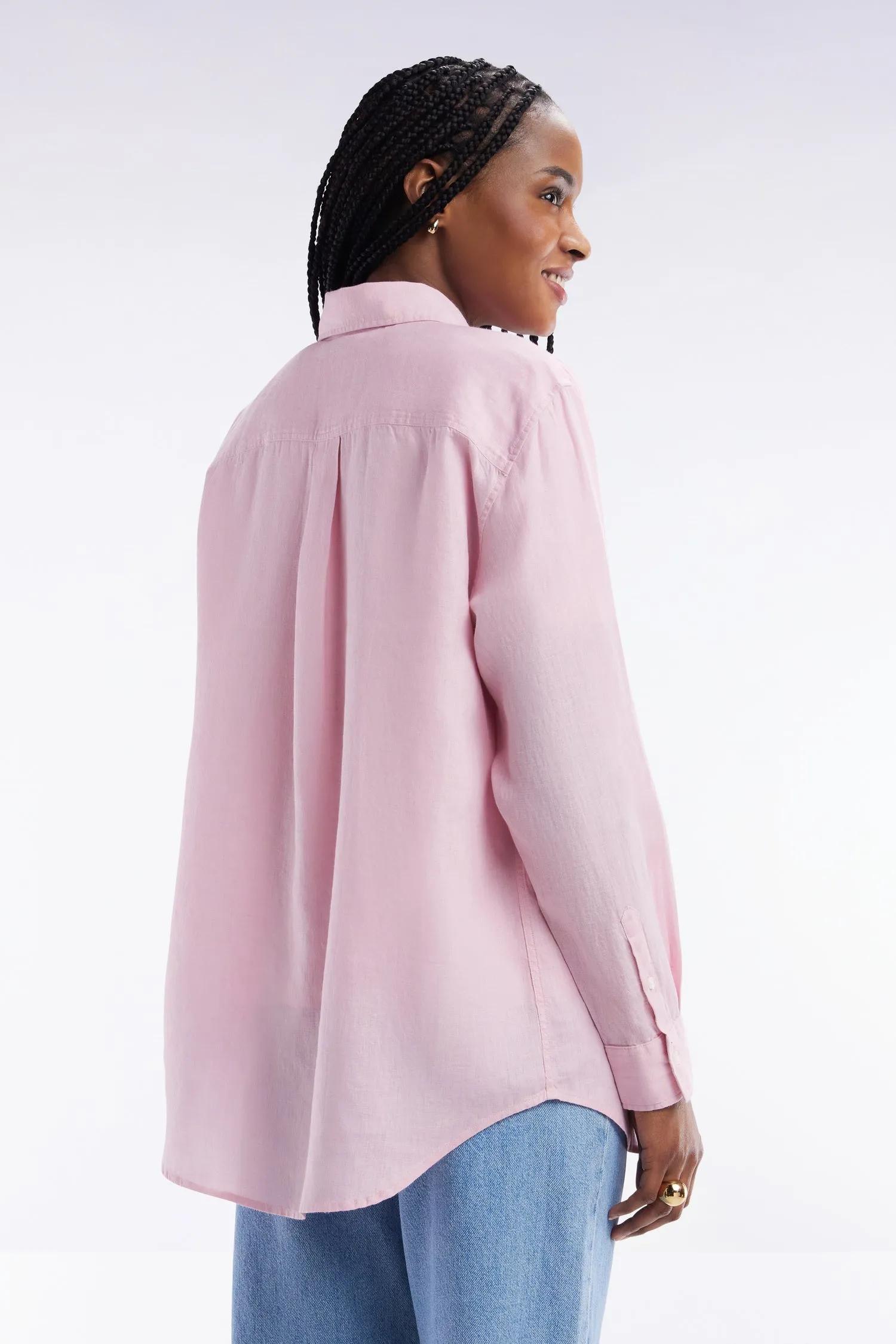 Chemise à poches plaquées en lin rose coupe oversized sold by Eden Park product image thumbnail 4