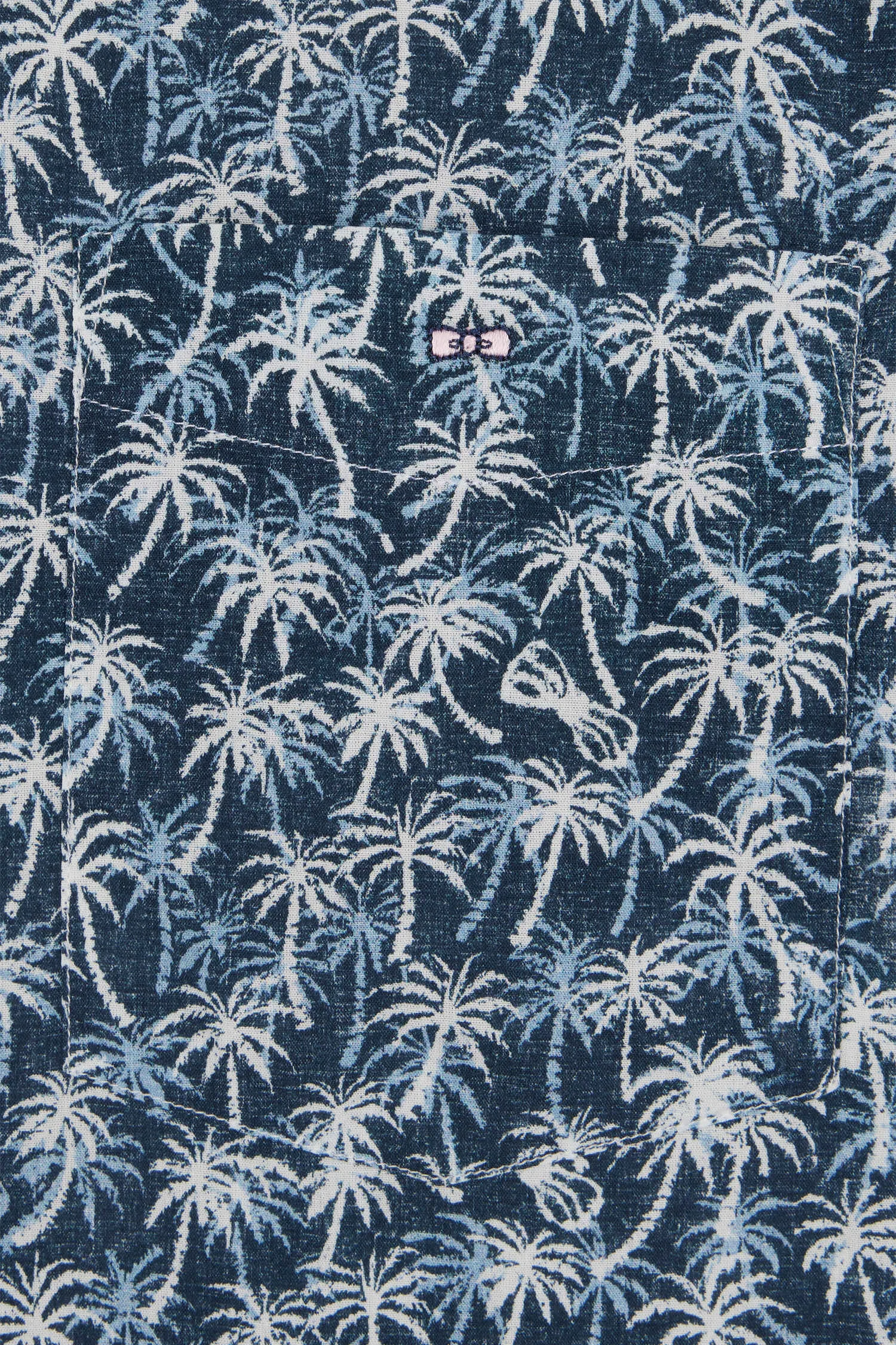 Chemise à manches courtes en coton marine à microimprimé palmiers coupe droite sold by Eden Park product image thumbnail 5