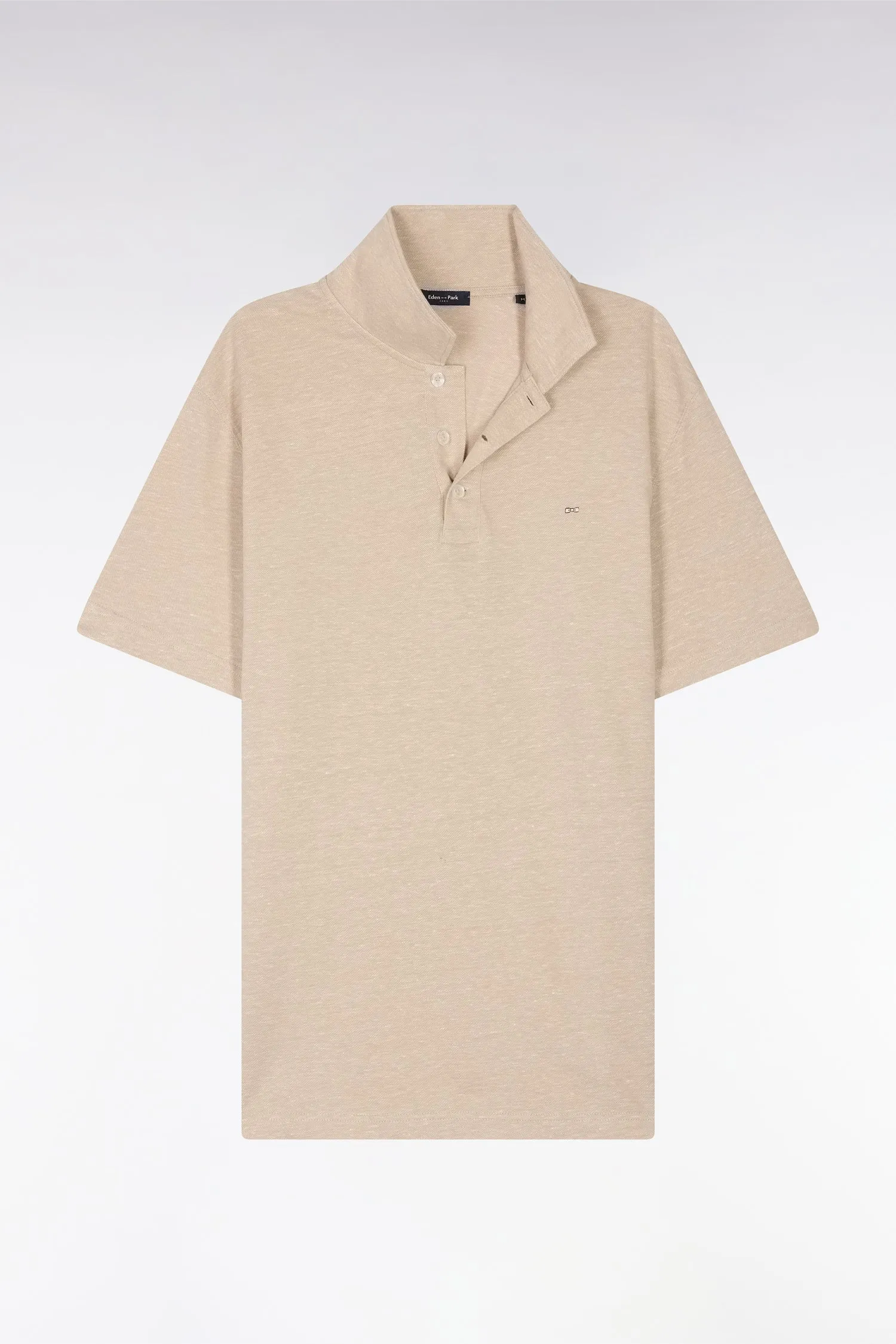 Polo à manches courtes en coton et lin beige coupe droite sold by Eden Park product image thumbnail 2
