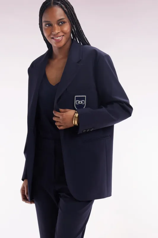 Veste de costume en laine vierge marine coupe Oversized made by Eden Park
