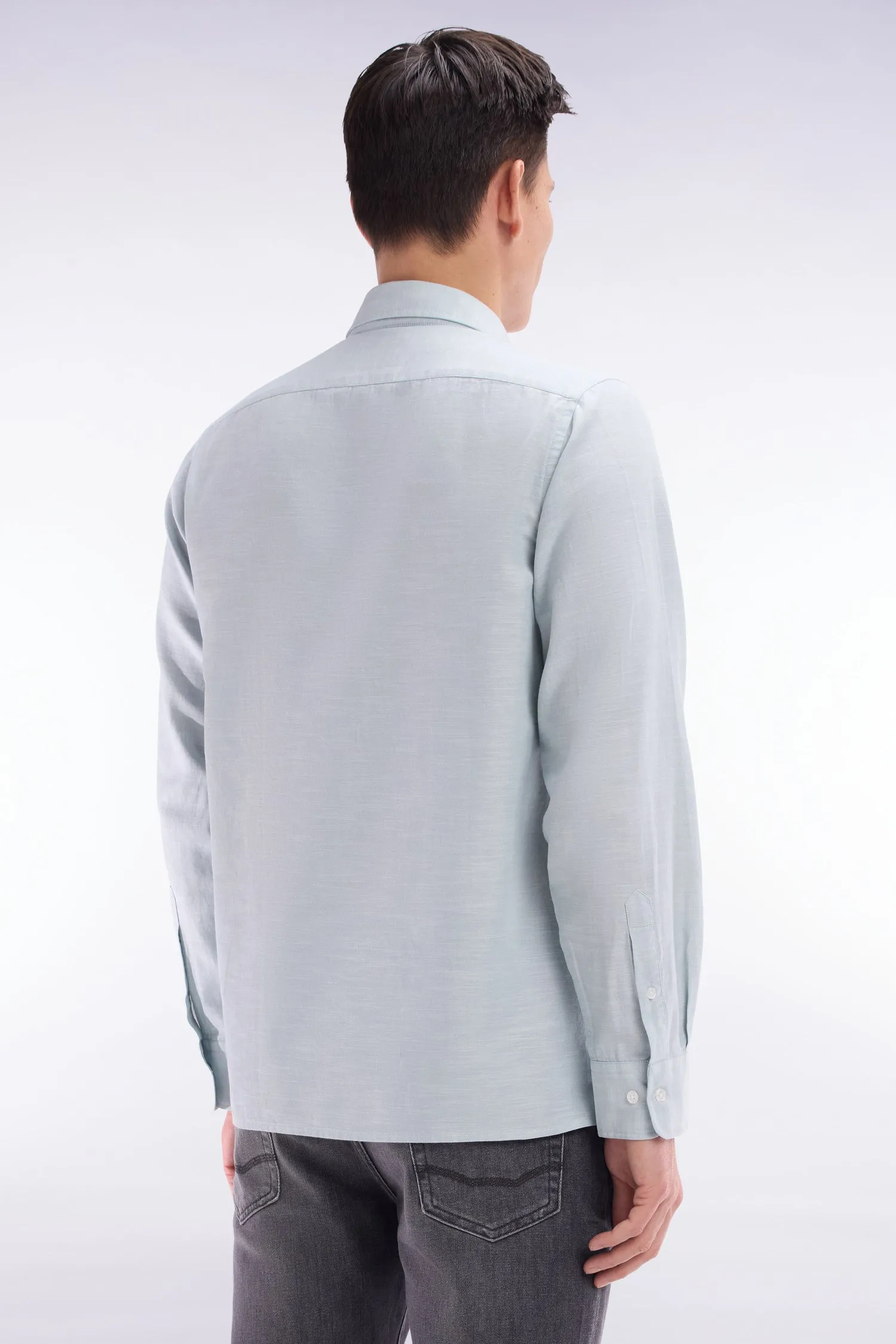 Chemise unie à poche plaquée en coton gris foncé sold by Eden Park product image thumbnail 4