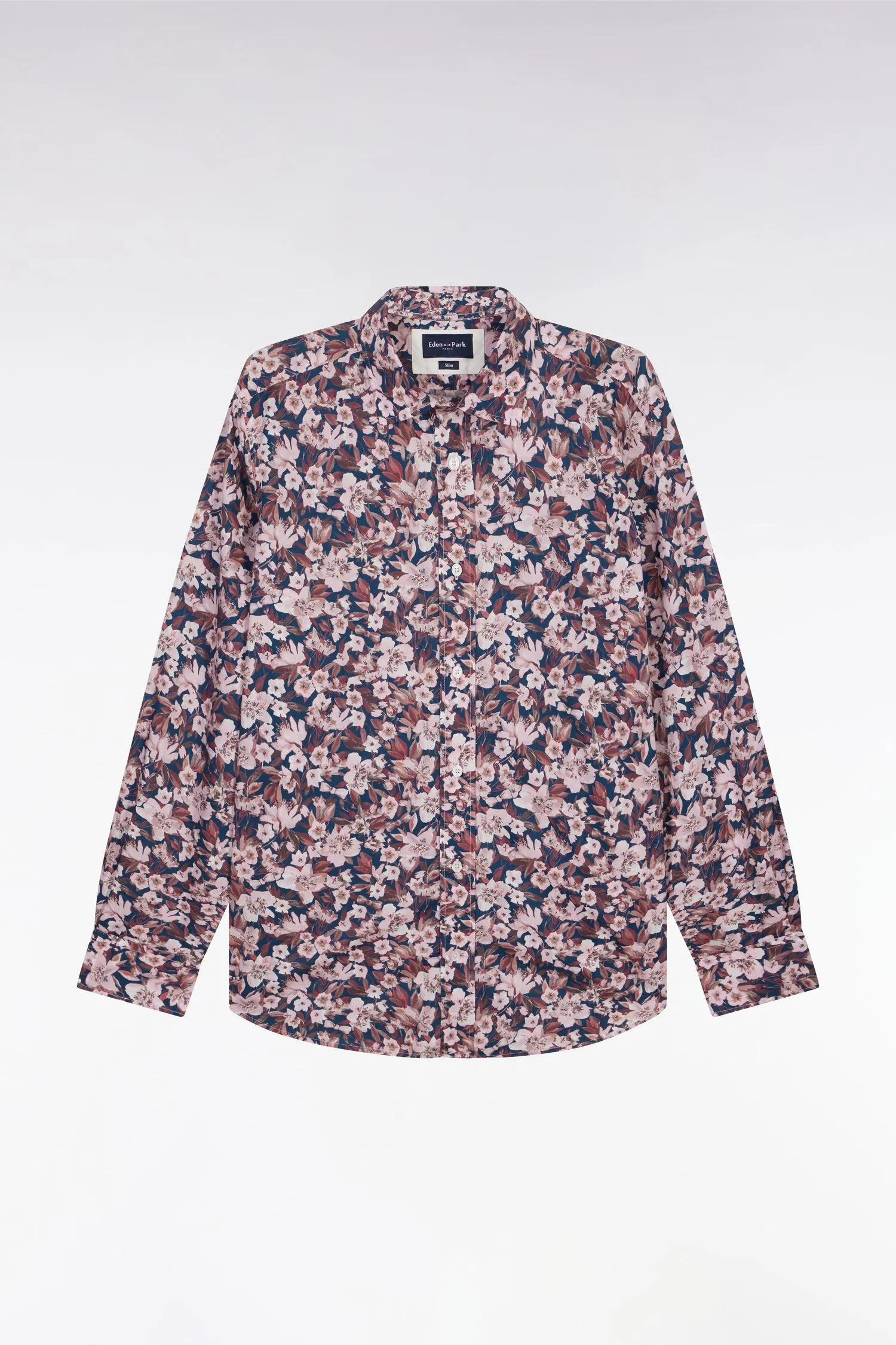 Chemise en popeline de coton à imprimé floral bordeaux coupe droite sold by Eden Park product image thumbnail 2