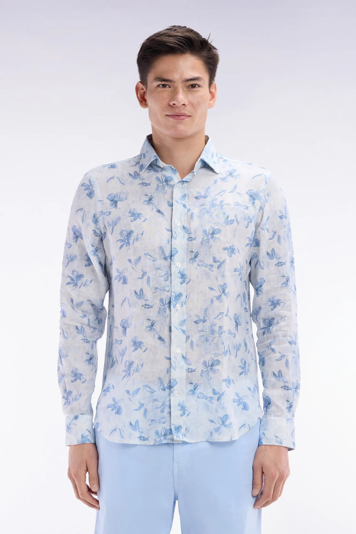 Chemise en lin ciel à imprimé floral coupe ajustée sold by Eden Park