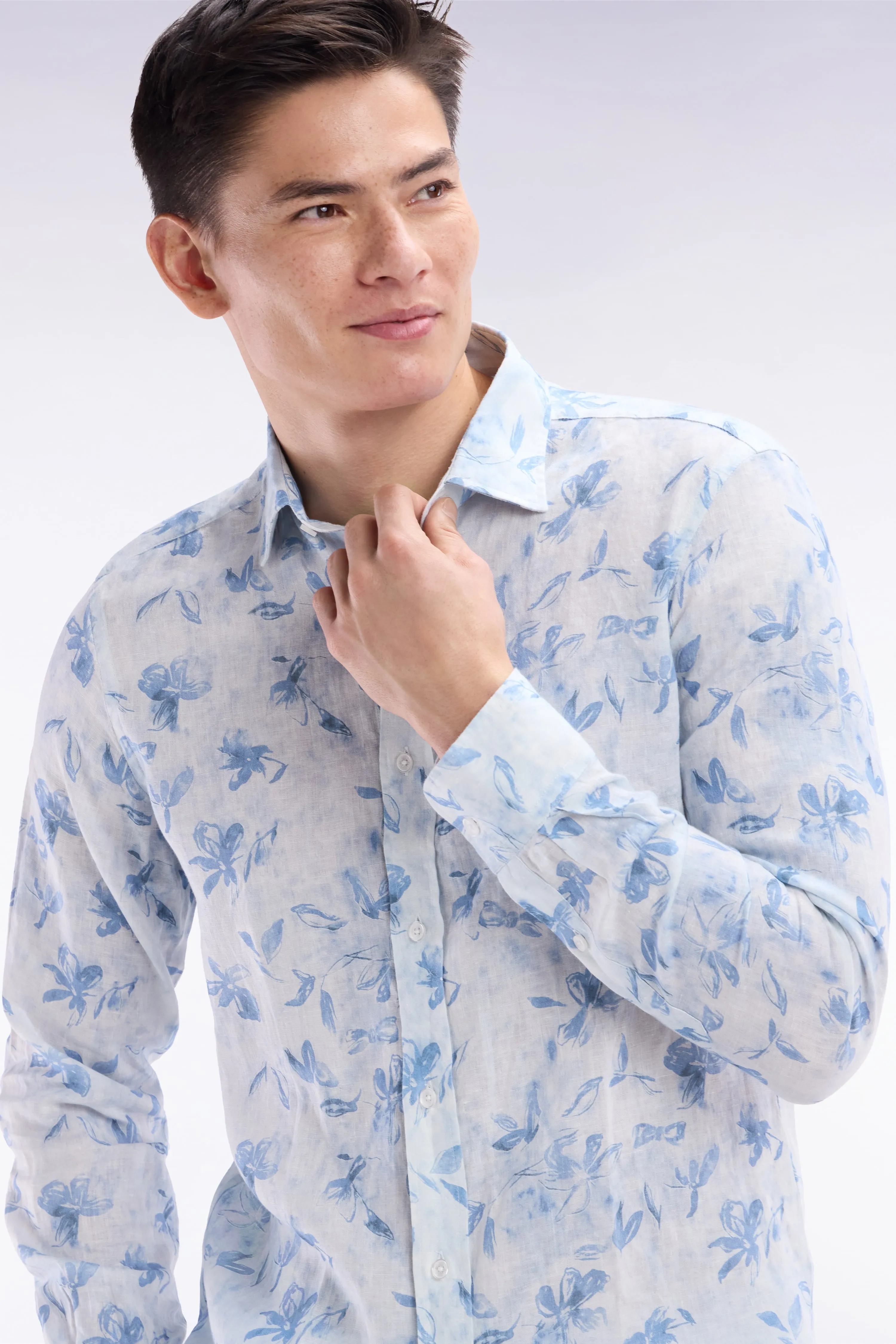 Chemise en lin ciel à imprimé floral coupe ajustée sold by Eden Park product image thumbnail 3