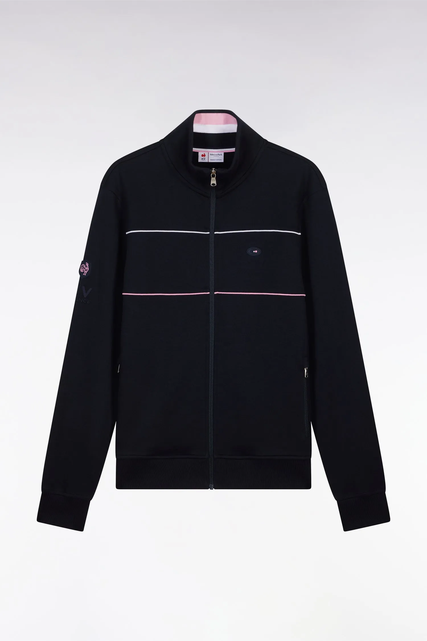 Sweatshirt zippé en coton stretch marine passepoil contrastés coupe droite sold by Eden Park product image thumbnail 2