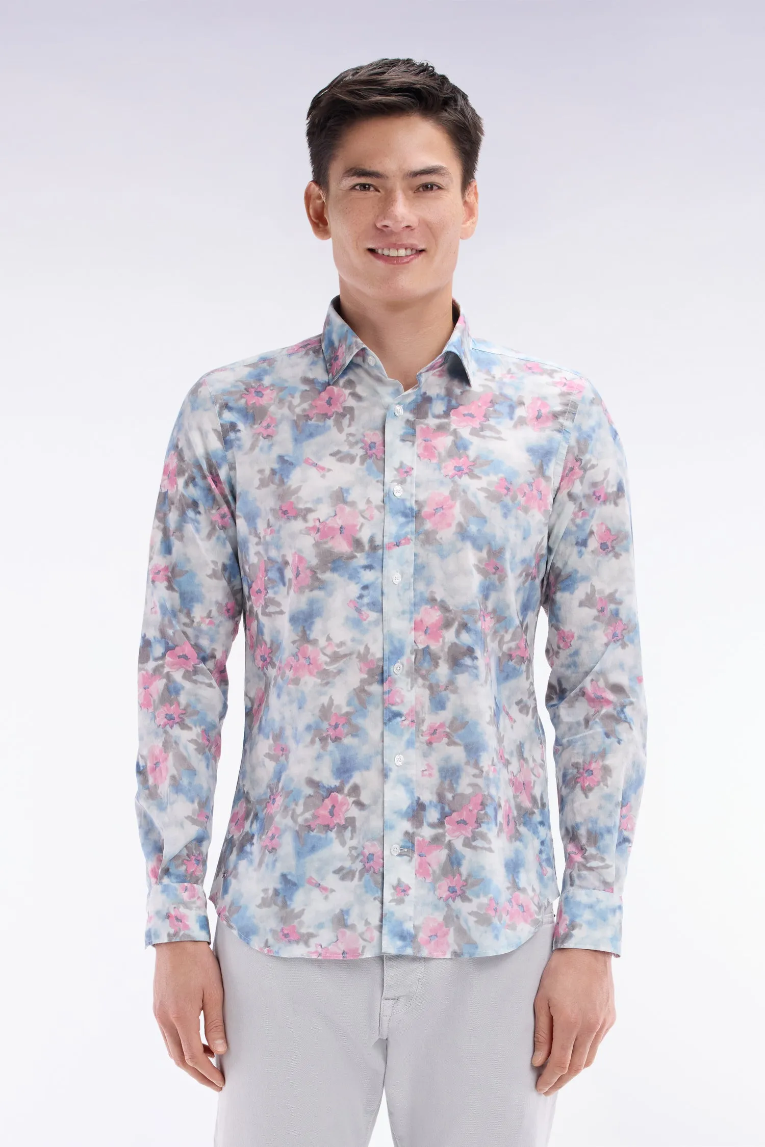 Chemise en coton ciel à imprimé floral coupe ajustée sold by Eden Park