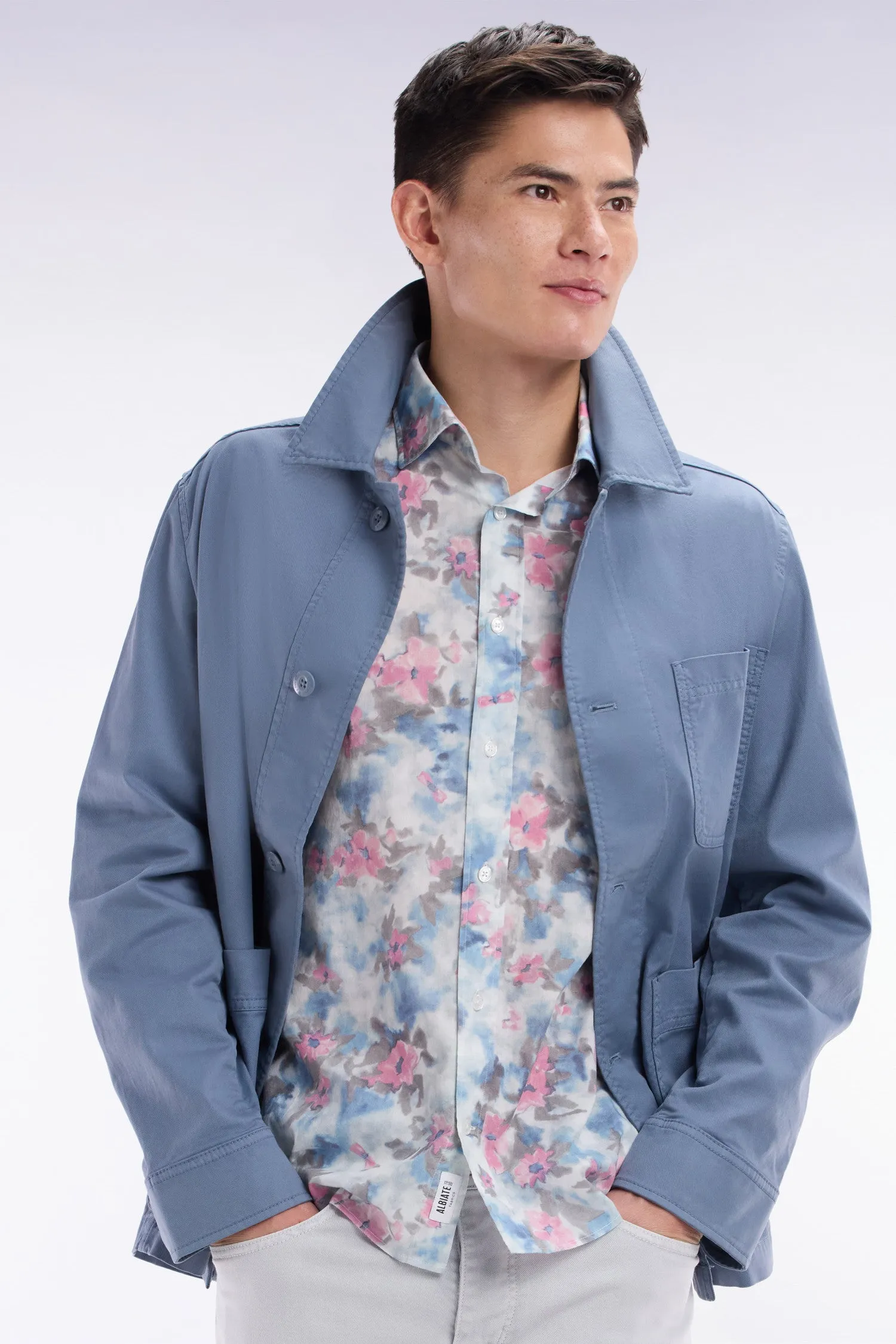 Chemise en coton ciel à imprimé floral coupe ajustée sold by Eden Park product image thumbnail 3