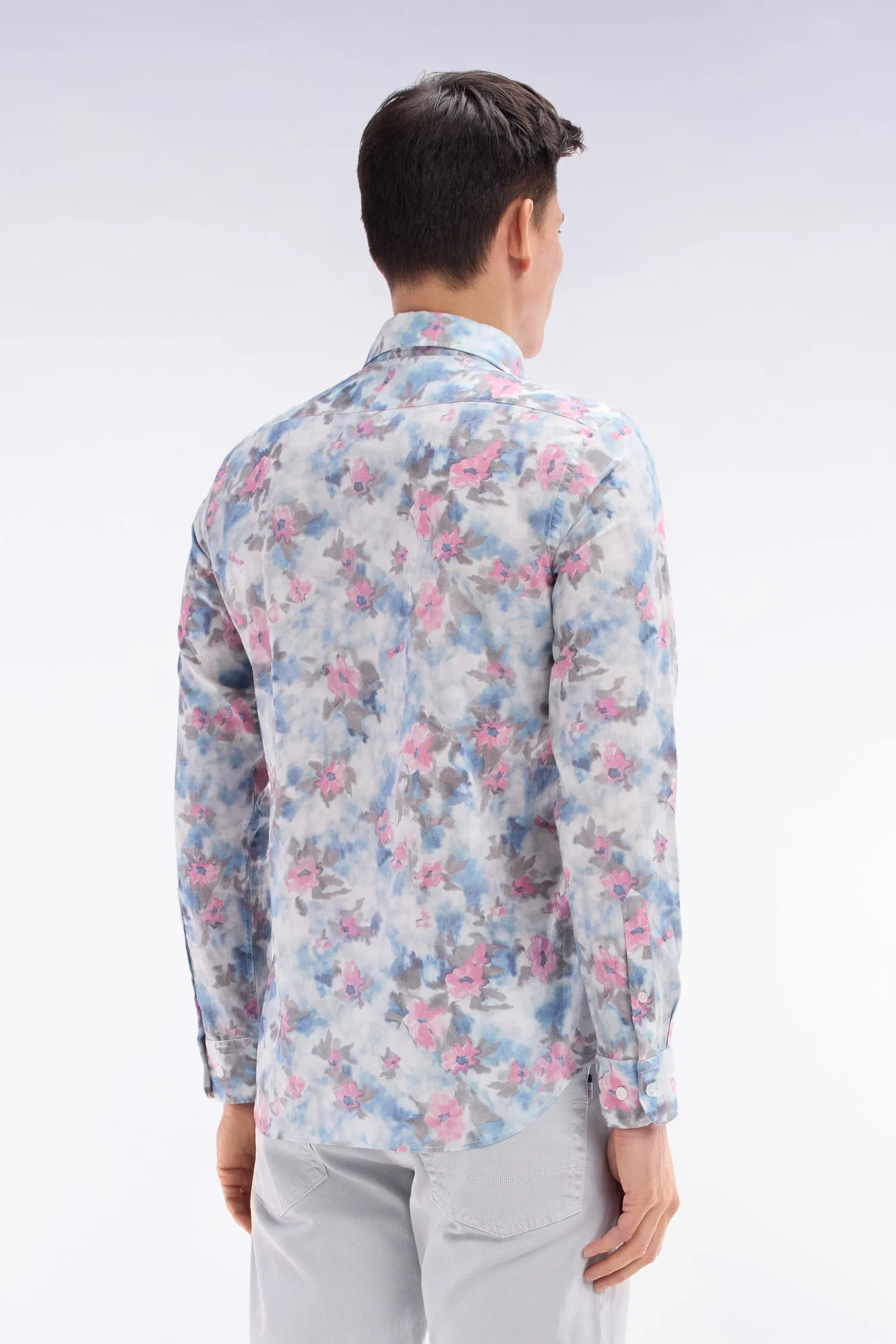 Chemise en coton ciel à imprimé floral coupe ajustée sold by Eden Park product image thumbnail 4