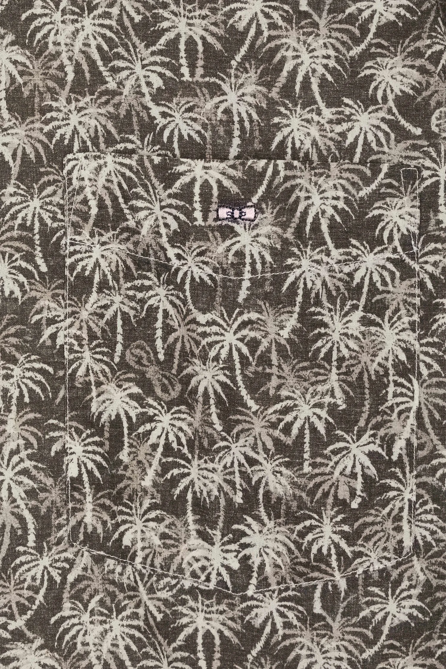 Chemise à manches courtes en coton kaki à microimprimé palmiers coupe droite sold by Eden Park product image thumbnail 5