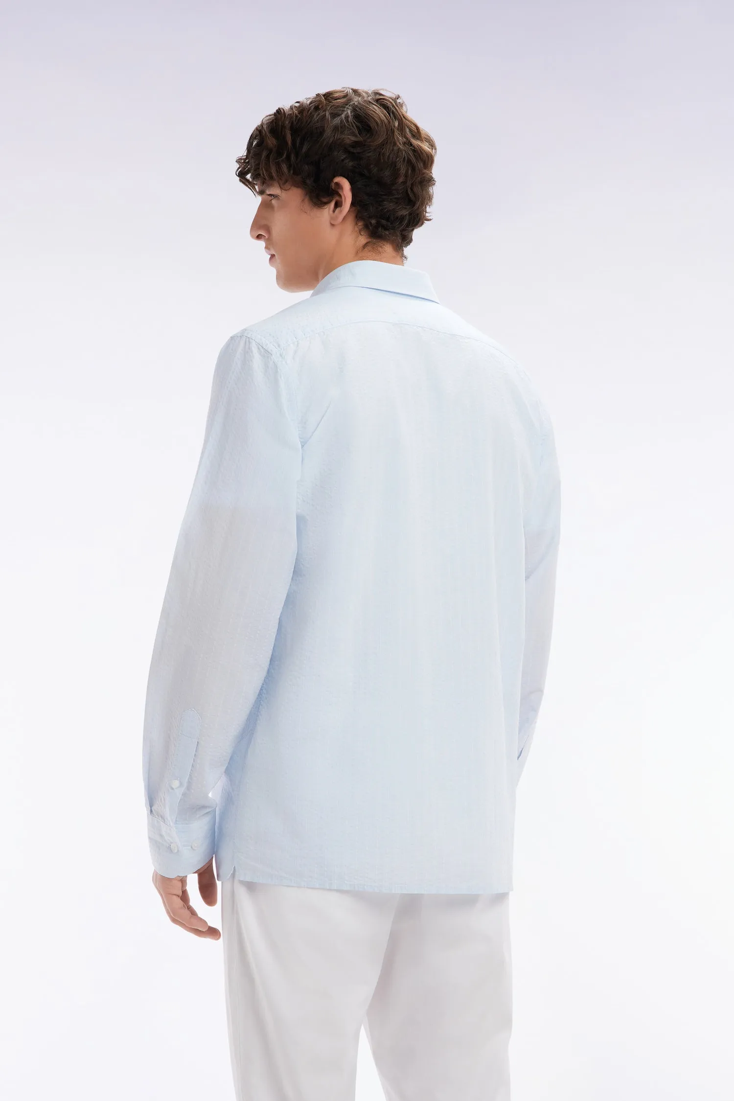 Chemise en coton seersucker rayée ciel coupe droite sold by Eden Park product image thumbnail 3