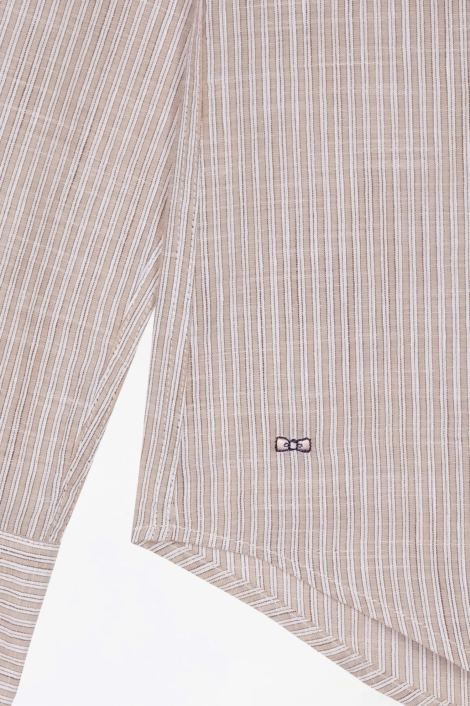 Chemise en coton et lin rayée beige à col Mao coupe ajustée sold by Eden Park product image thumbnail 5