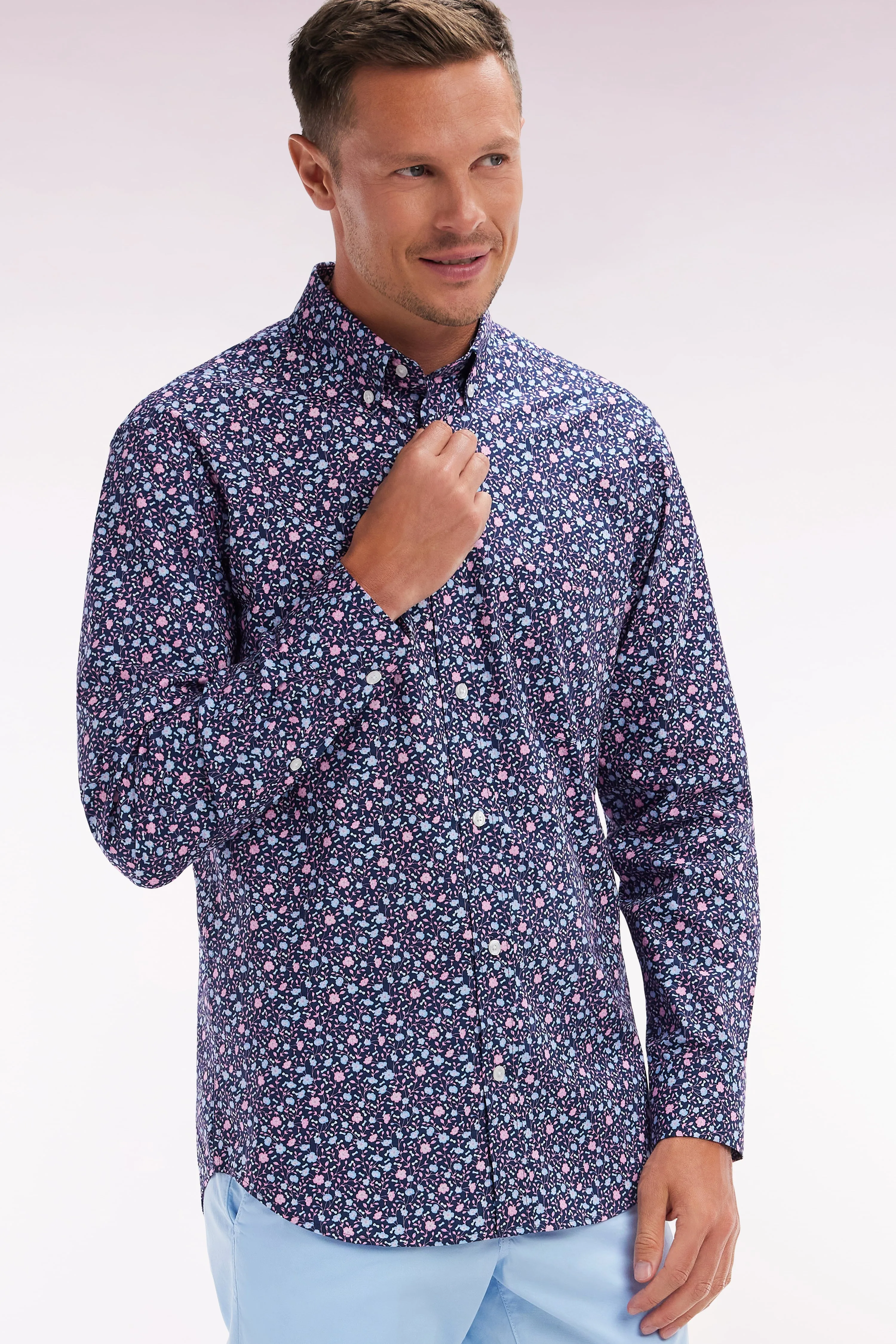 Chemise à micromotifs en coton marine coupe droite sold by Eden Park product image thumbnail 3