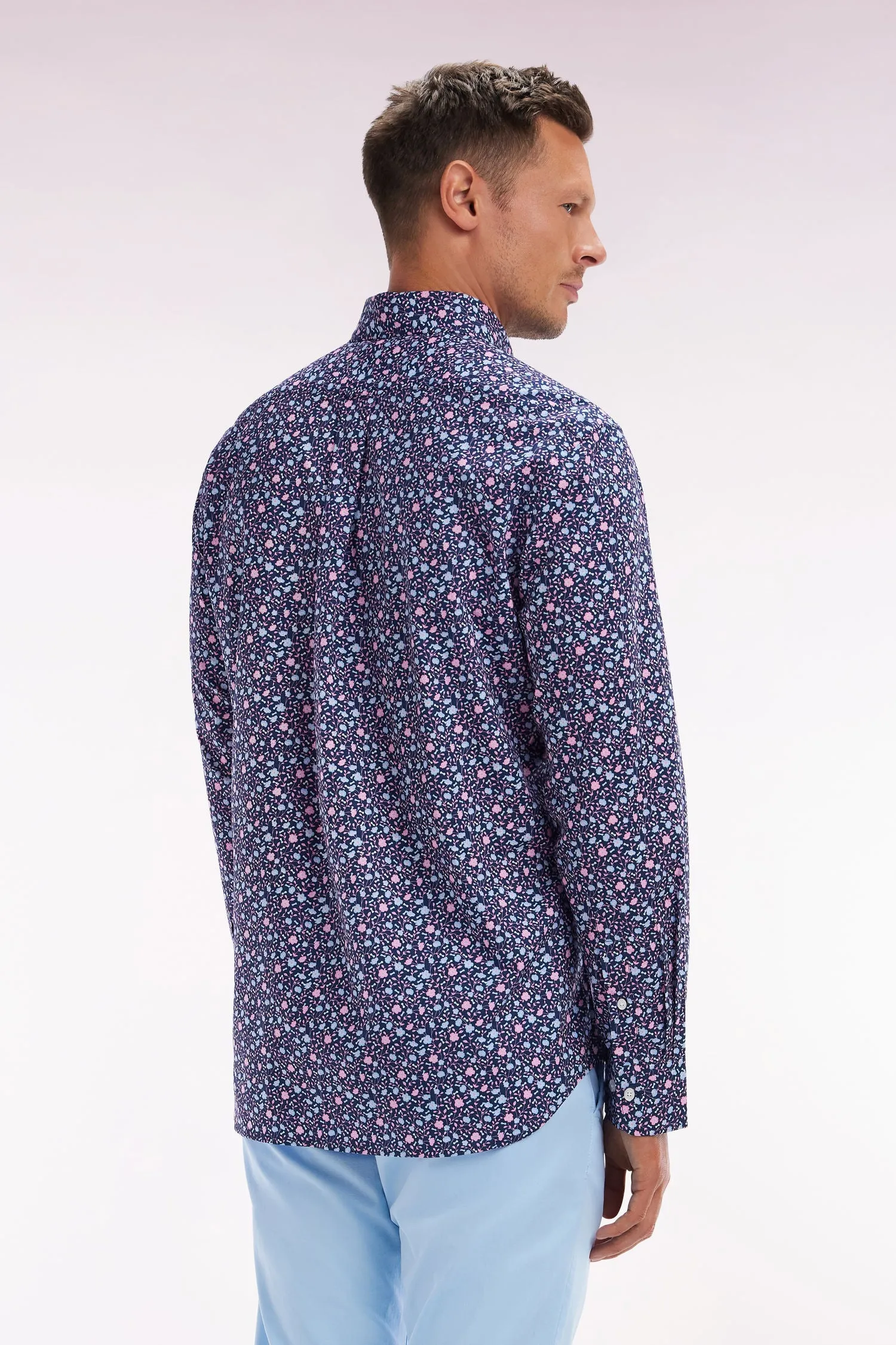 Chemise à micromotifs en coton marine coupe droite sold by Eden Park product image thumbnail 4