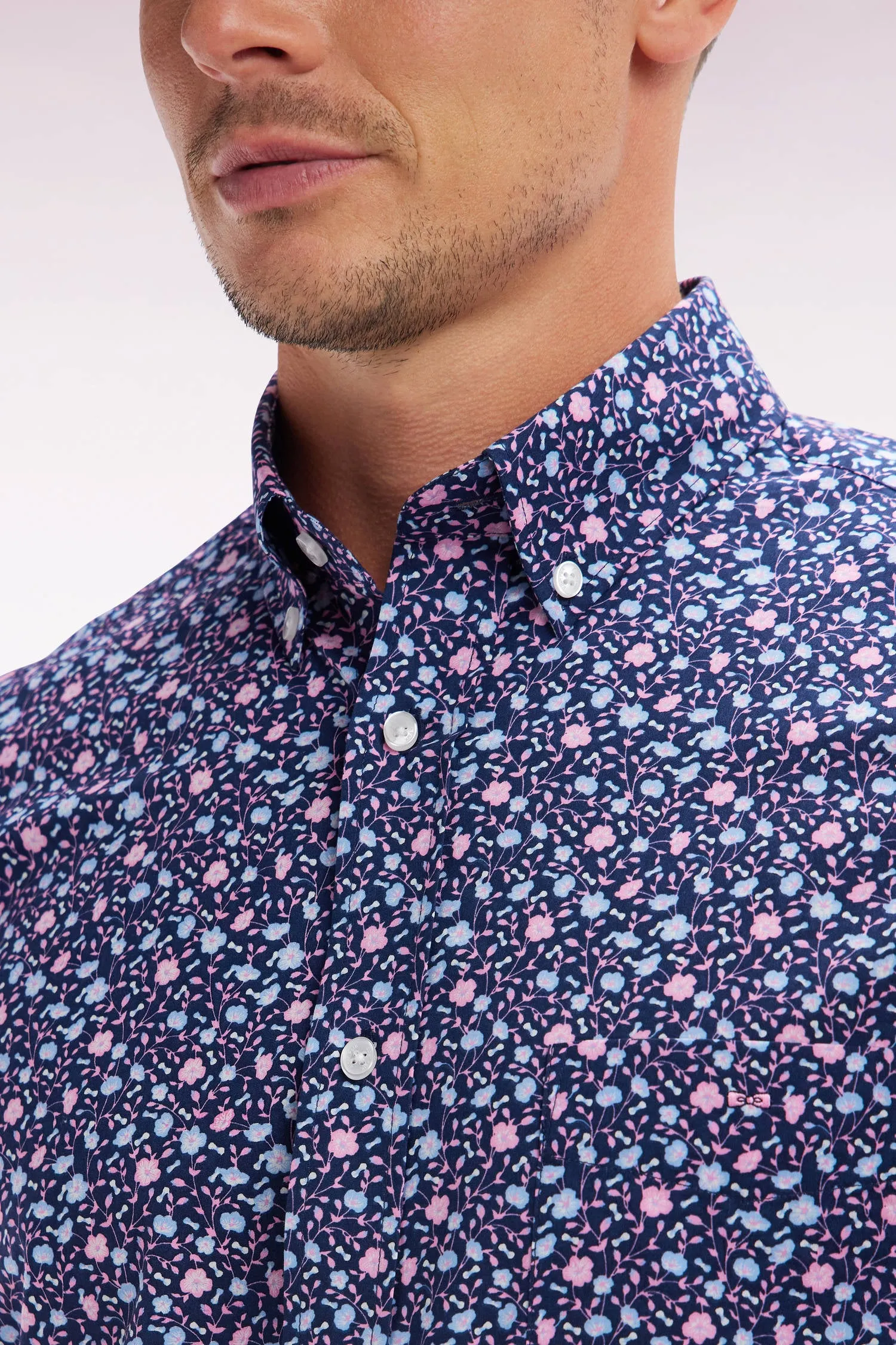 Chemise à micromotifs en coton marine coupe droite sold by Eden Park product image thumbnail 5
