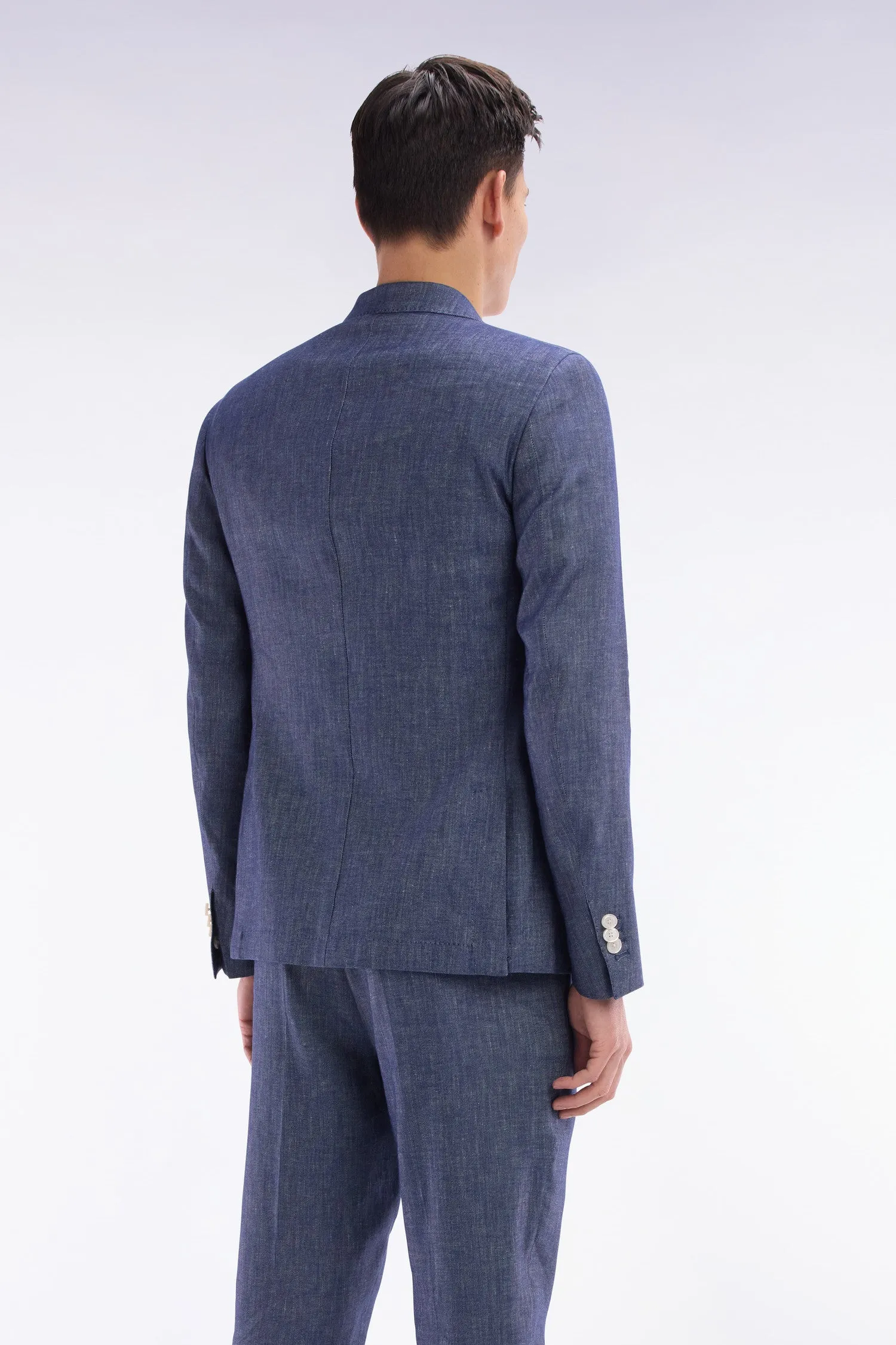 Veste de costume en lin et coton stretch marine sold by Eden Park product image thumbnail 4