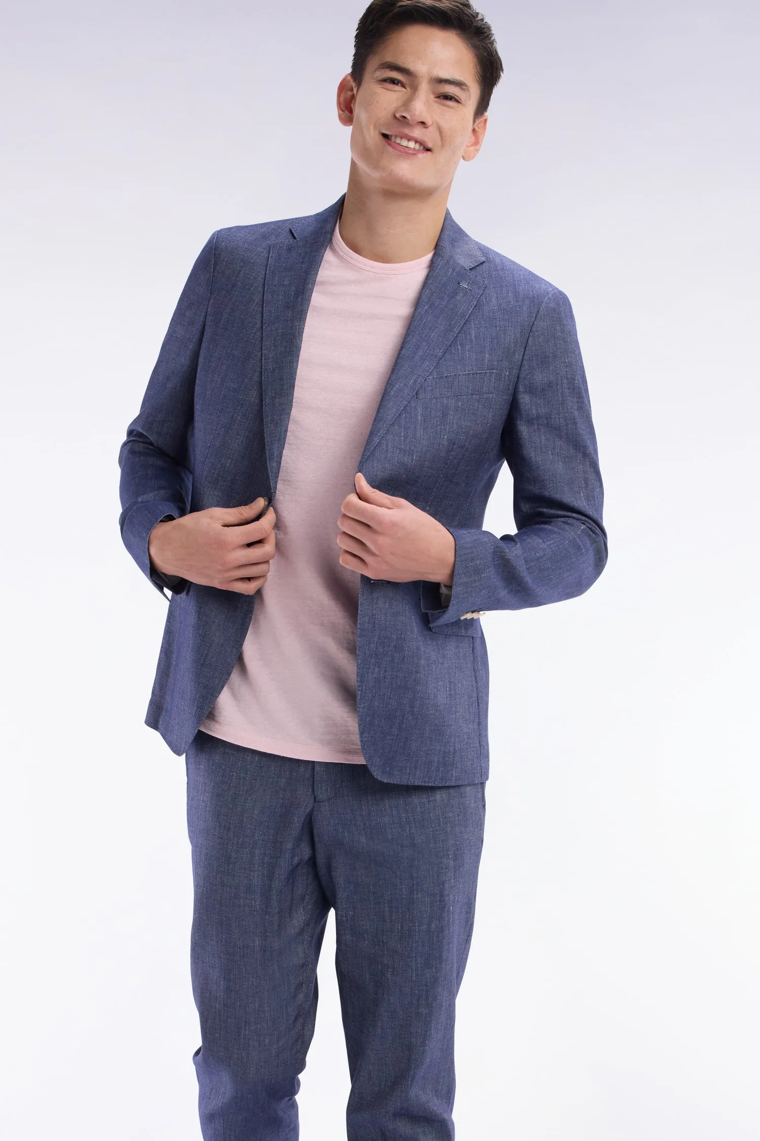 Veste de costume en lin et coton stretch marine sold by Eden Park product image thumbnail 3