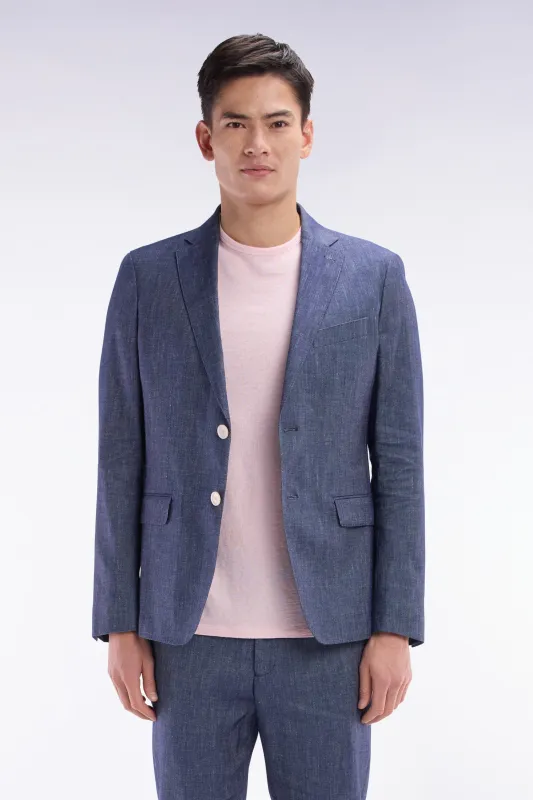Veste de costume en lin et coton stretch marine made by Eden Park