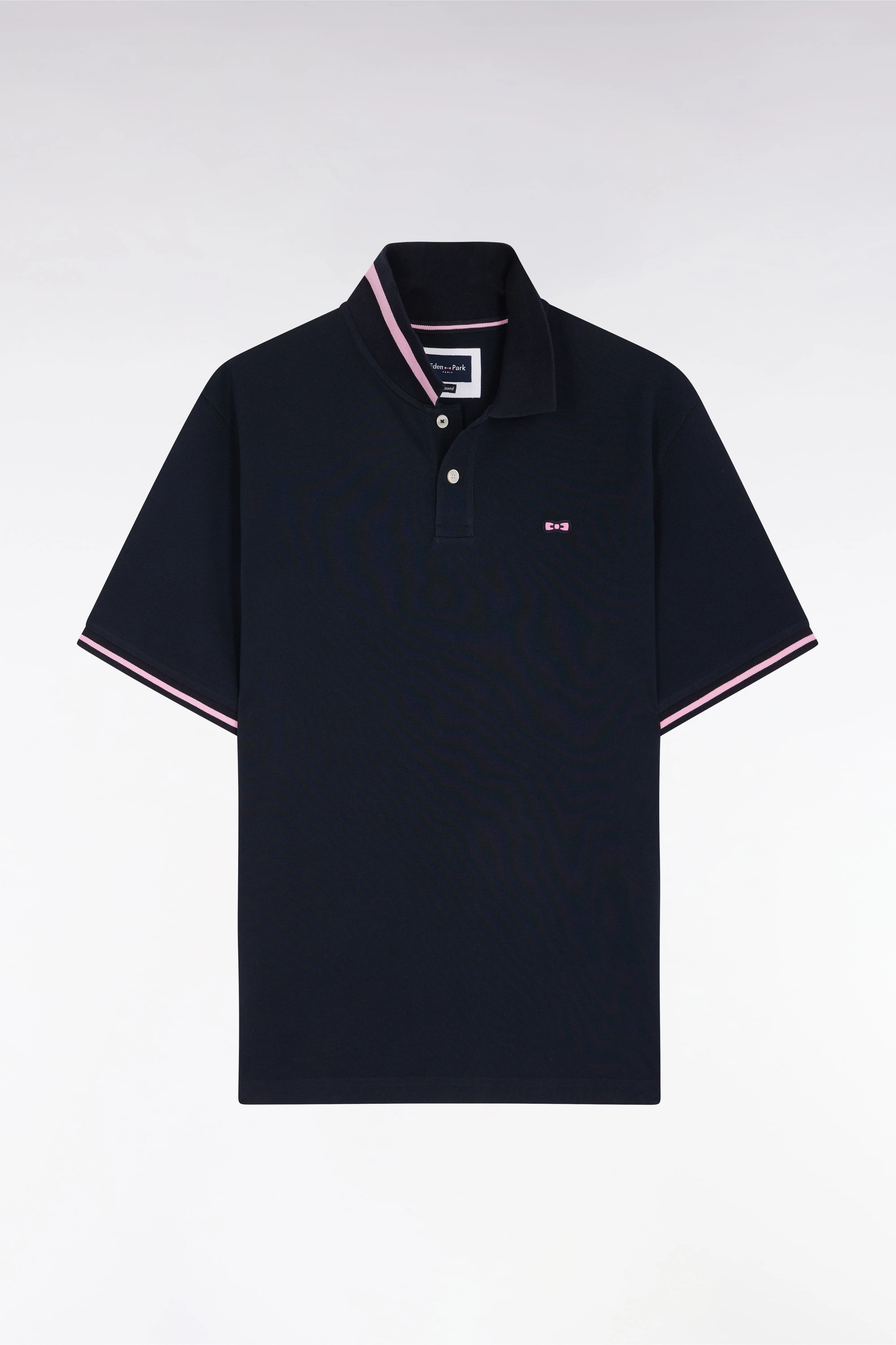 Polo à manches courtes en coton marine jacquard dos Eden Park coupe décontractée sold by Eden Park