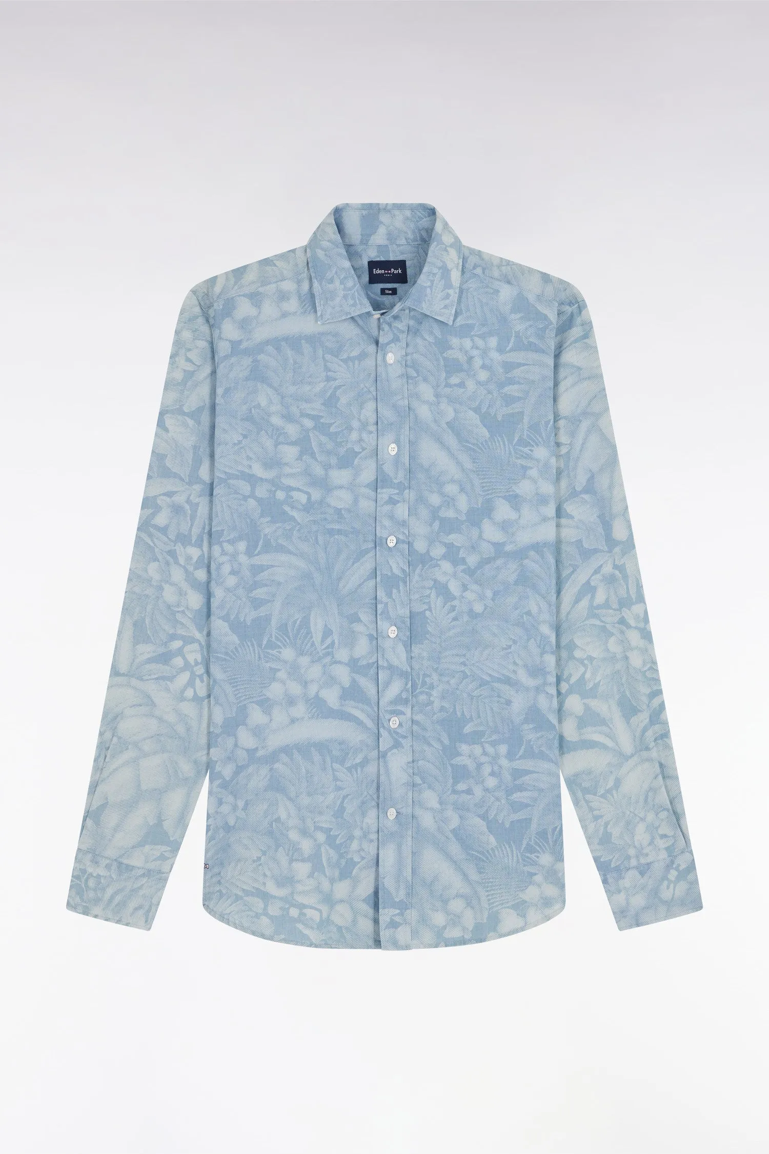 Chemise imprimée en chambray gris coupe ajustée sold by Eden Park product image thumbnail 2