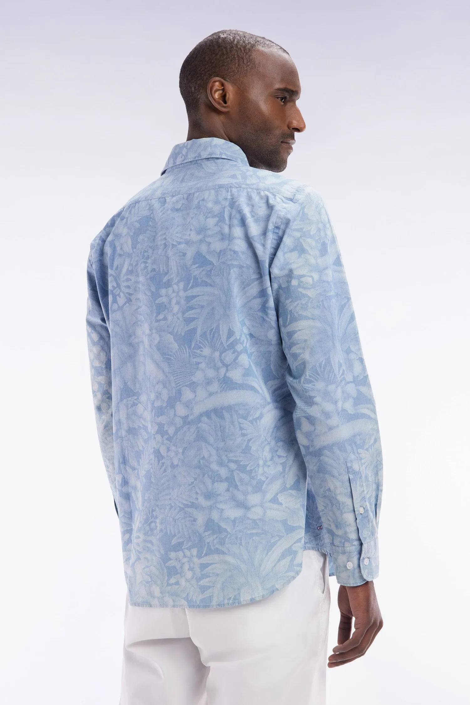 Chemise imprimée en chambray gris coupe ajustée sold by Eden Park product image thumbnail 4