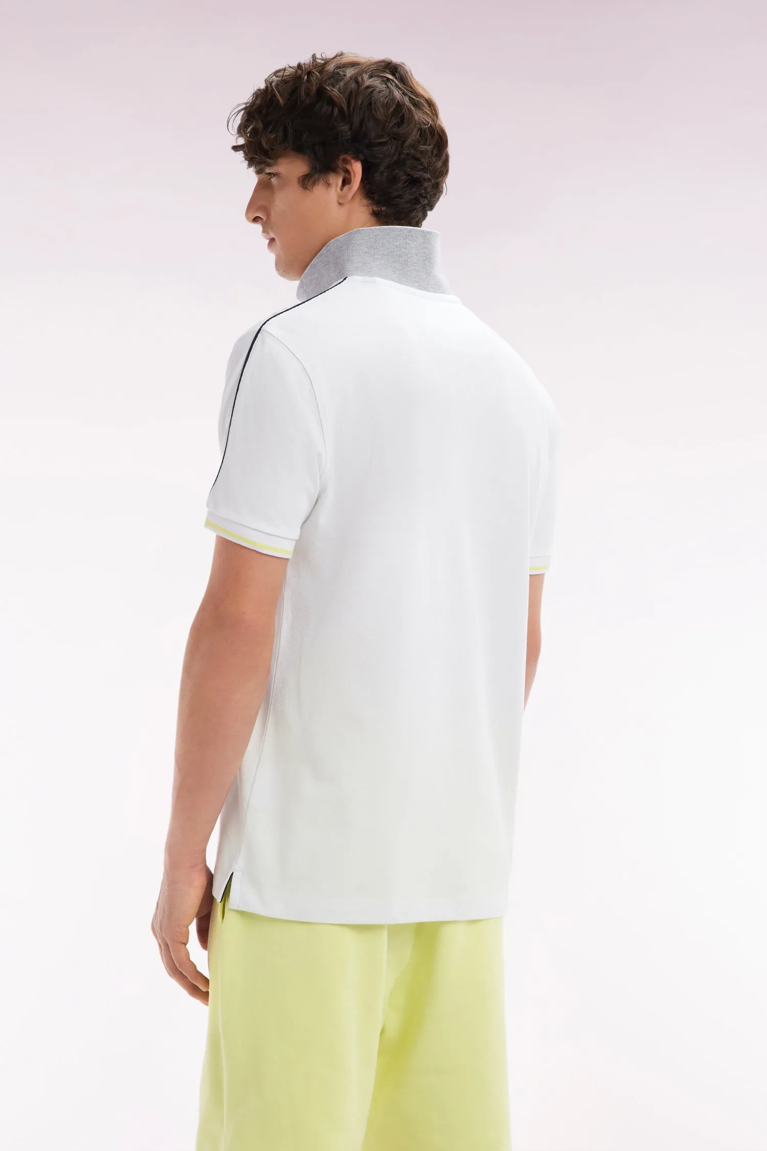 Polo à manches courtes uni en coton blanc inscription Eden Park coupe décontractée sold by Eden Park product image thumbnail 4