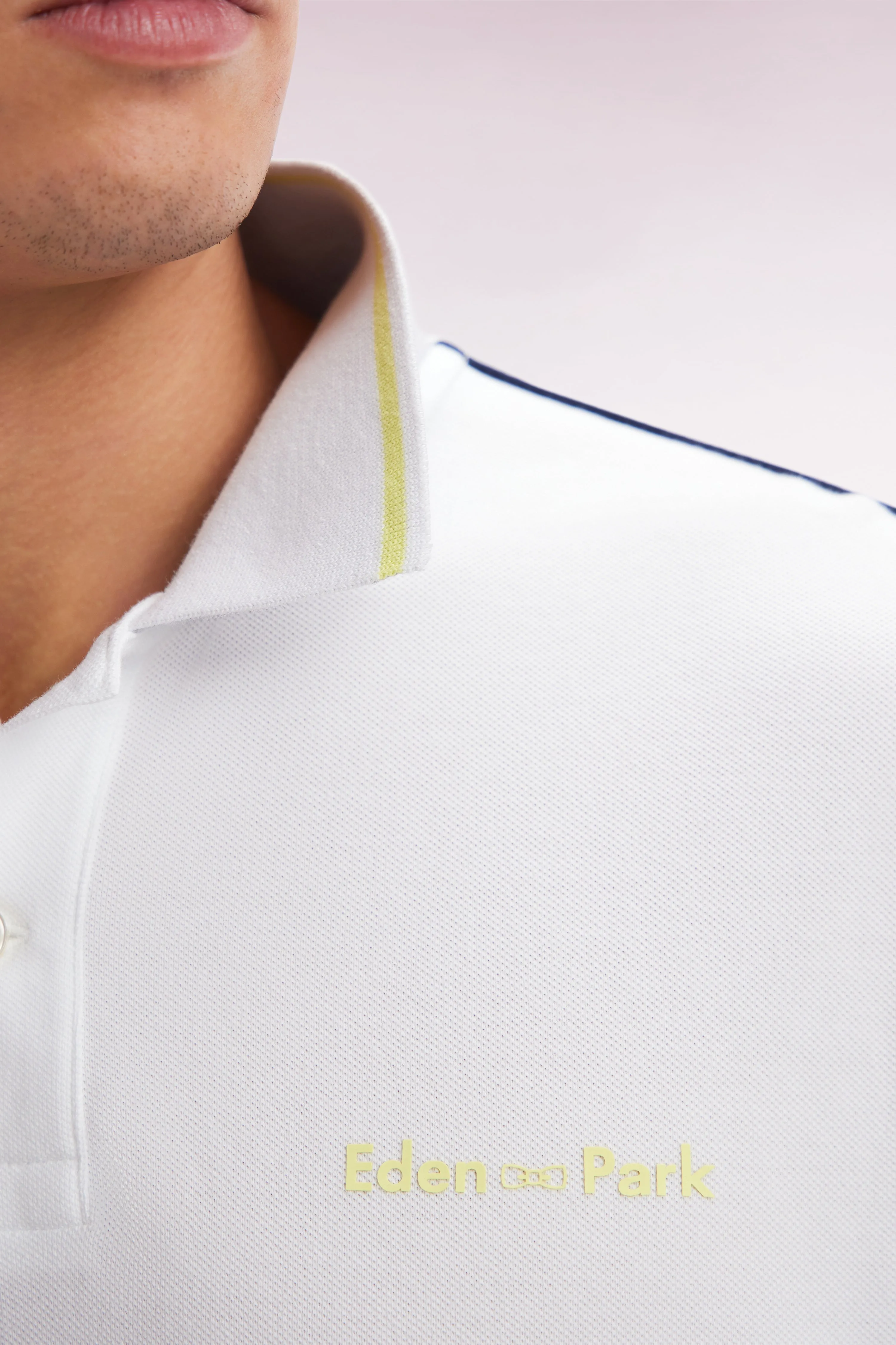 Polo à manches courtes uni en coton blanc inscription Eden Park coupe décontractée sold by Eden Park product image thumbnail 5