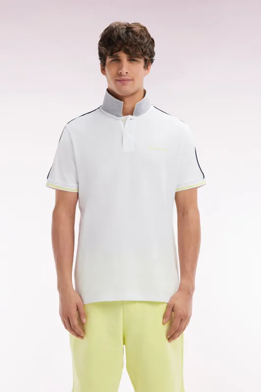 Polo à manches courtes uni en coton blanc inscription Eden Park coupe décontractée made by Eden Park