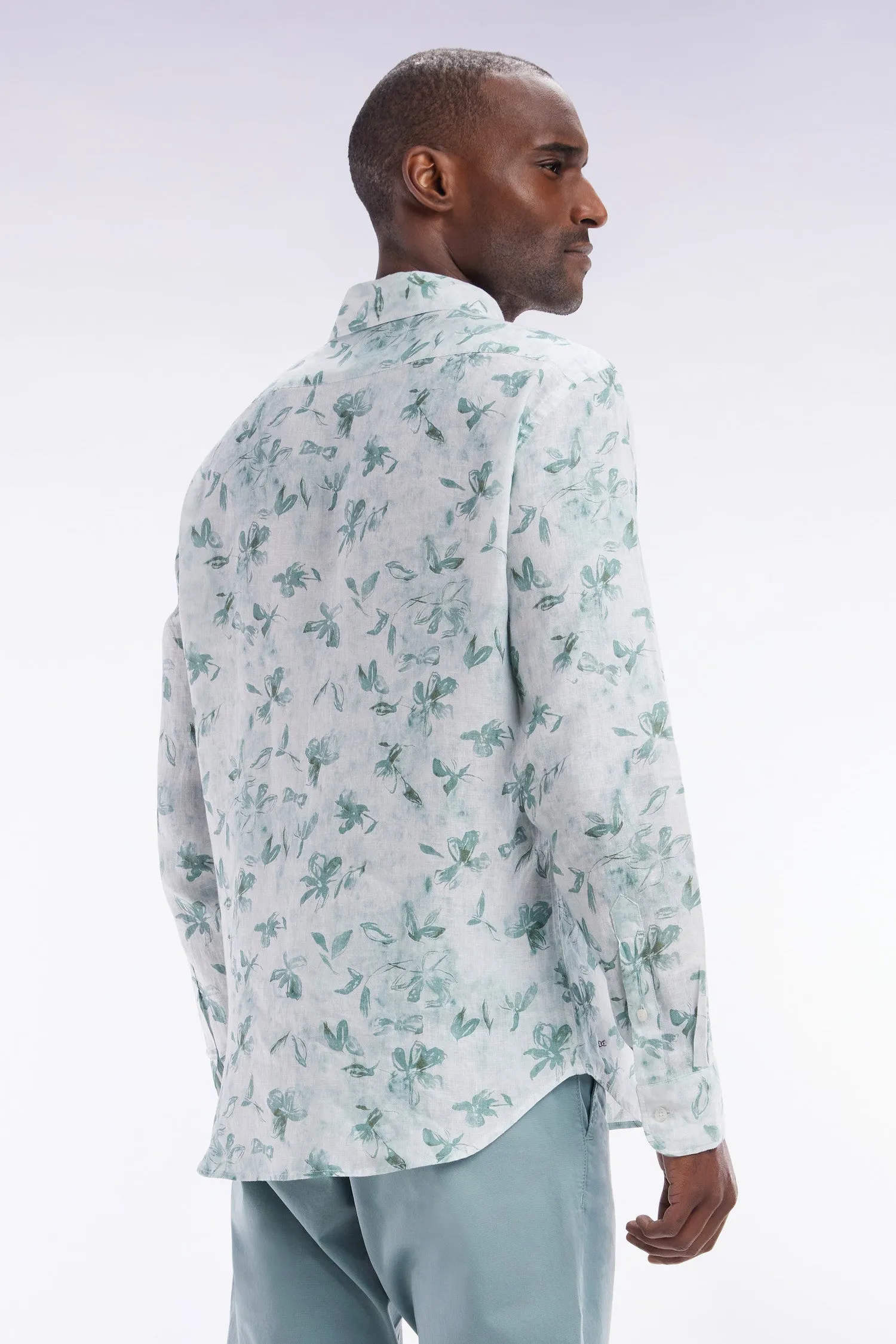 Chemise en lin vert à imprimé floral coupe ajustée sold by Eden Park product image thumbnail 4