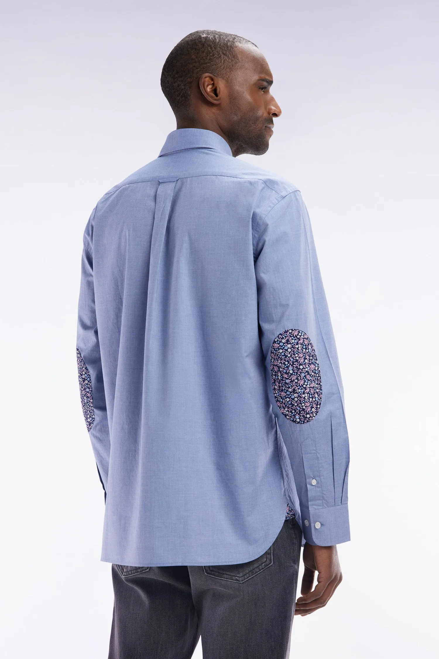 Chemise en coton bleu ciel coudière coupe droite sold by Eden Park product image thumbnail 4