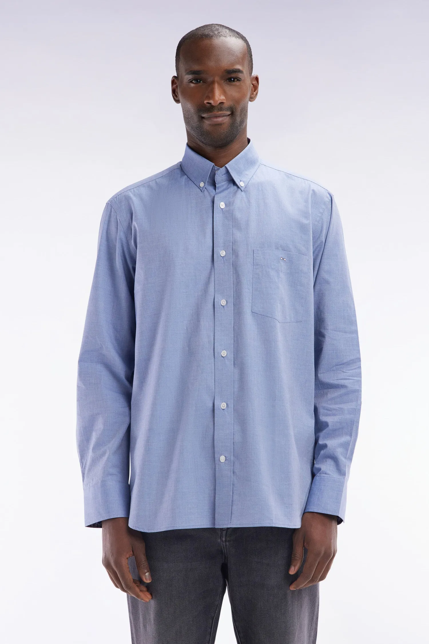 Chemise en coton bleu ciel coudière coupe droite sold by Eden Park