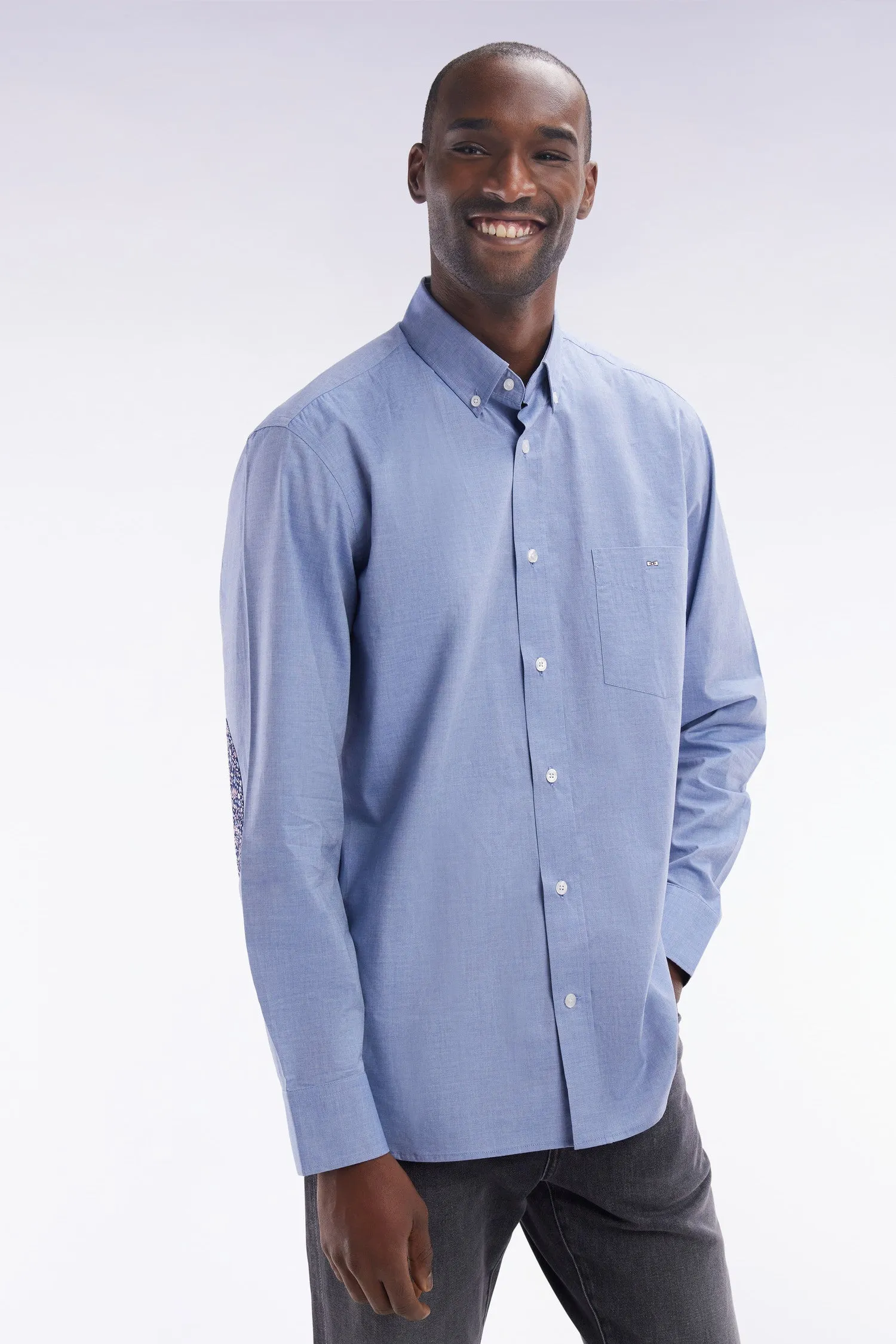 Chemise en coton bleu ciel coudière coupe droite sold by Eden Park product image thumbnail 3