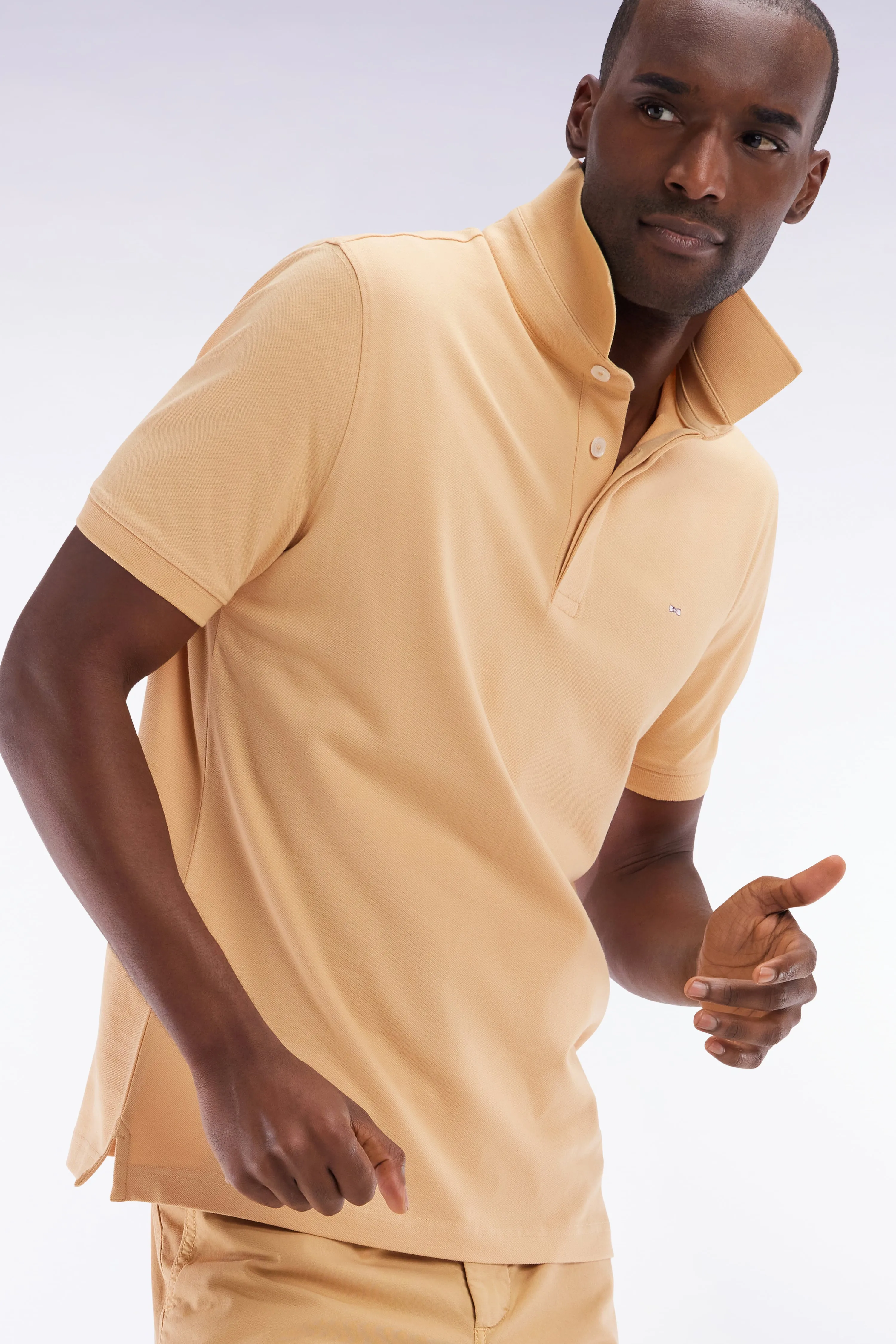 Polo à manches courtes en piqué coton stretch camel coupe ajustée sold by Eden Park product image thumbnail 3
