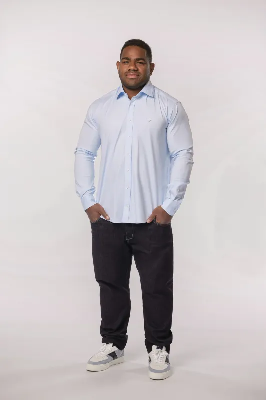 Chemise en coton stretch bleu ciel Eden Park x Racing 92 made by Eden Park
