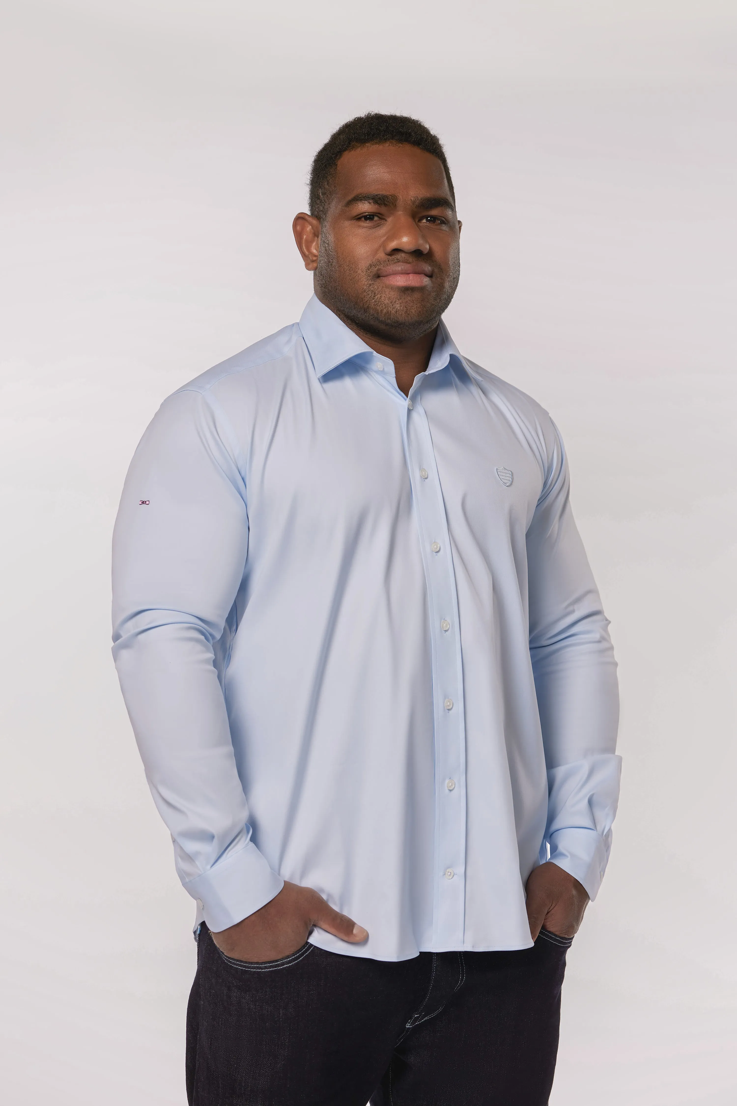 Chemise en coton stretch bleu ciel Eden Park x Racing 92 sold by Eden Park product image thumbnail 2