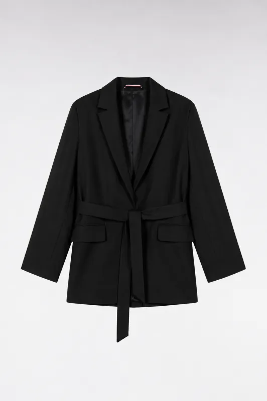 Veste fluide ceinturée noire made by Eden Park
