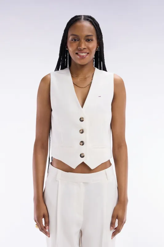 Gilet de costume fluide écru made by Eden Park