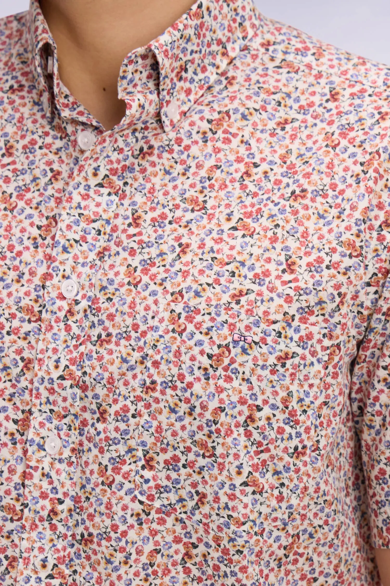 Chemise à manches courtes en coton à micromotif floral multicolore sold by Eden Park product image thumbnail 4